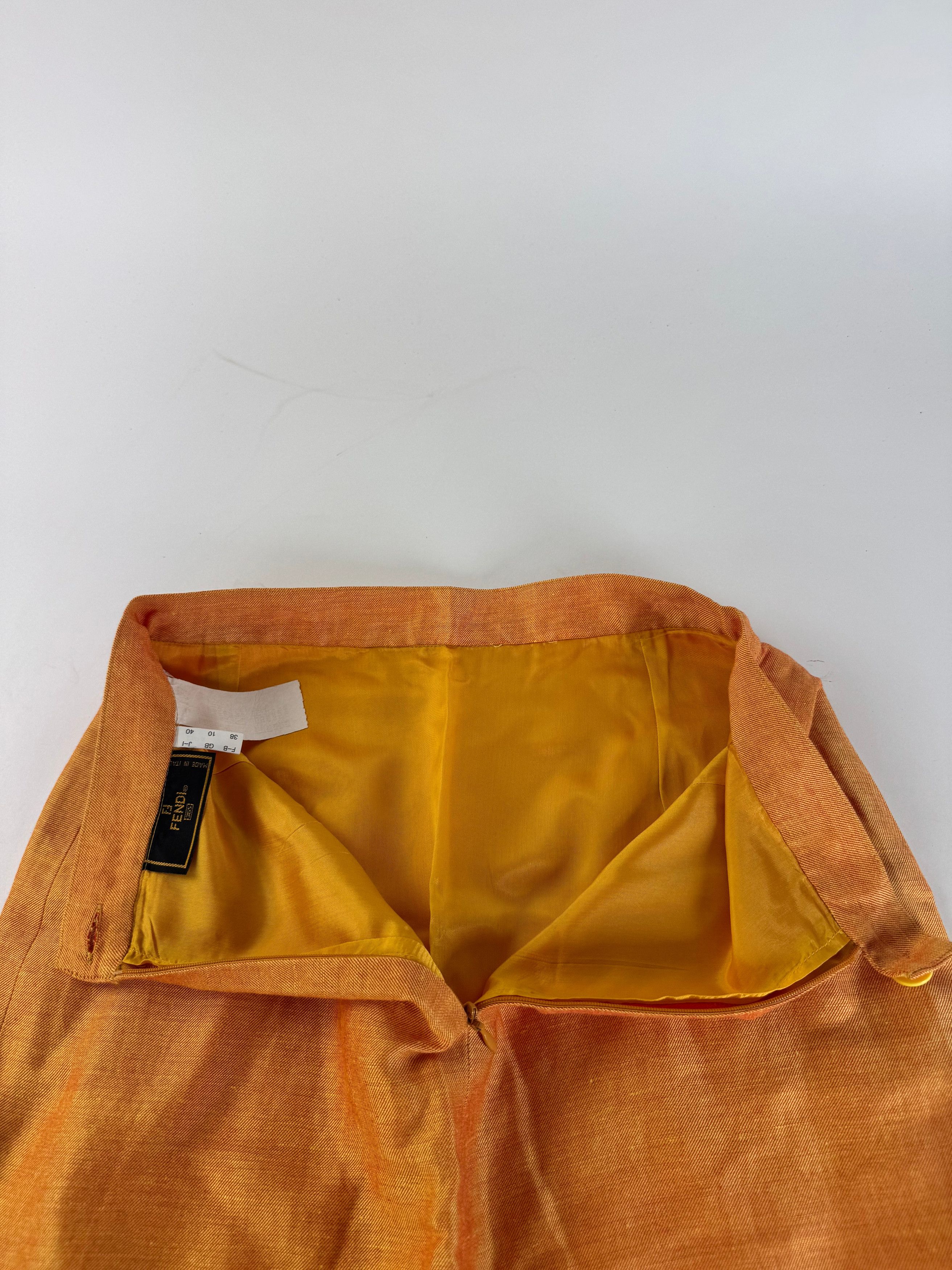 Fendi Vintage Linen Skirt M orange Size 30" / US 8 / IT 44 - 9 Thumbnail