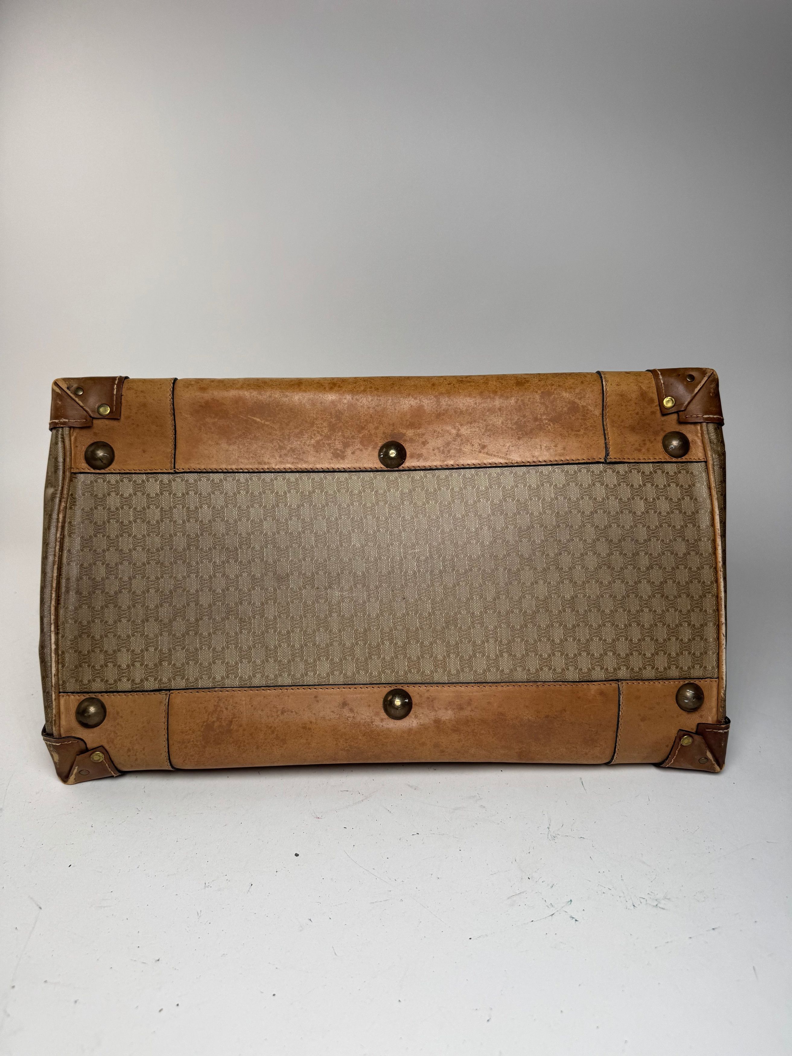 Celine Vintage Paris Monogram Leather Travel bag gold brown Size ONE SIZE - 8 Thumbnail