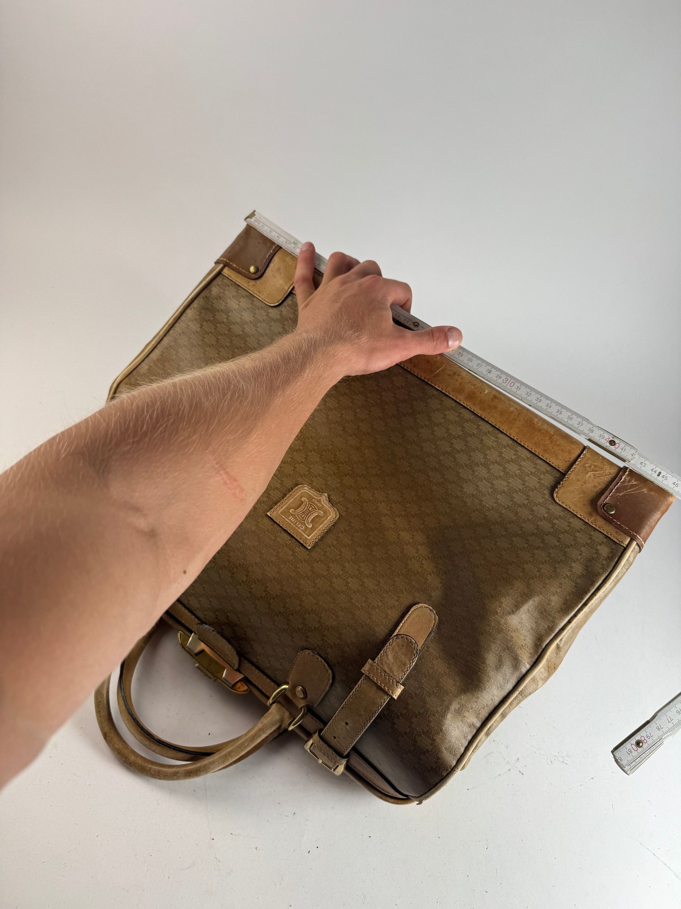 Celine Vintage Paris Monogram Leather Travel bag gold brown Size ONE SIZE - 9 Thumbnail