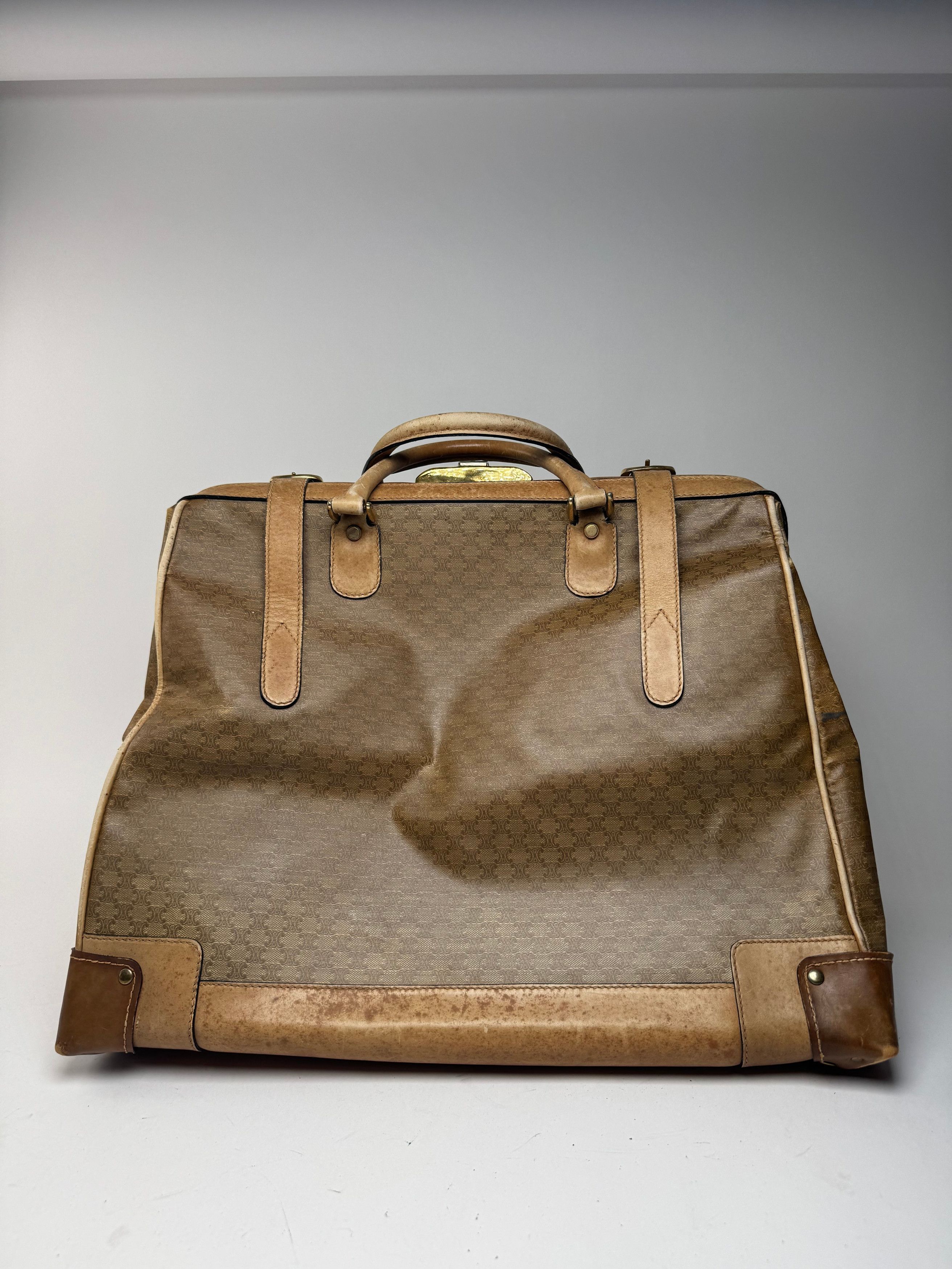 Celine Vintage Paris Monogram Leather Travel bag gold brown Size ONE SIZE - 2 Thumbnail