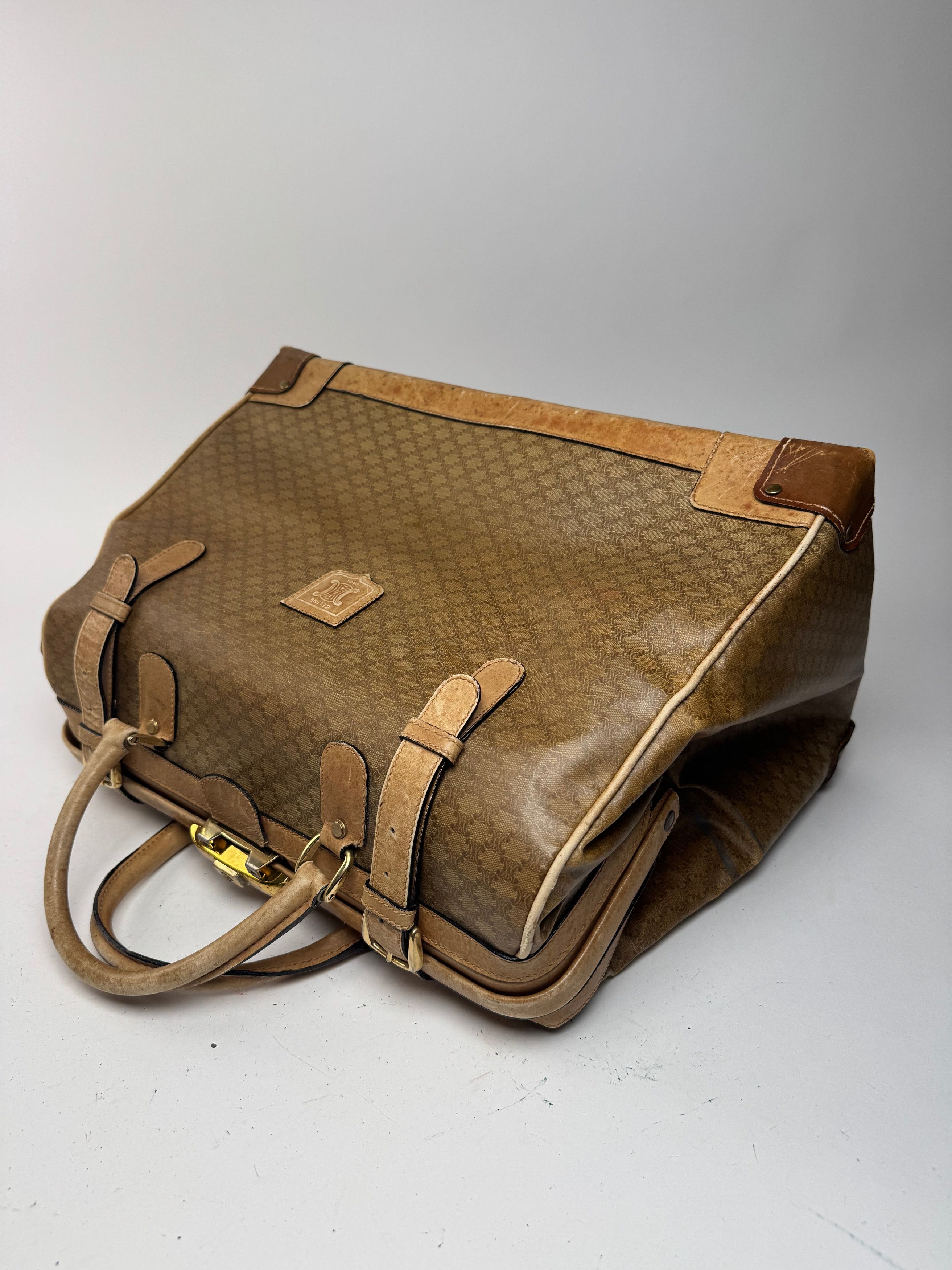 Celine Vintage Paris Monogram Leather Travel bag gold brown Size ONE SIZE - 6 Thumbnail