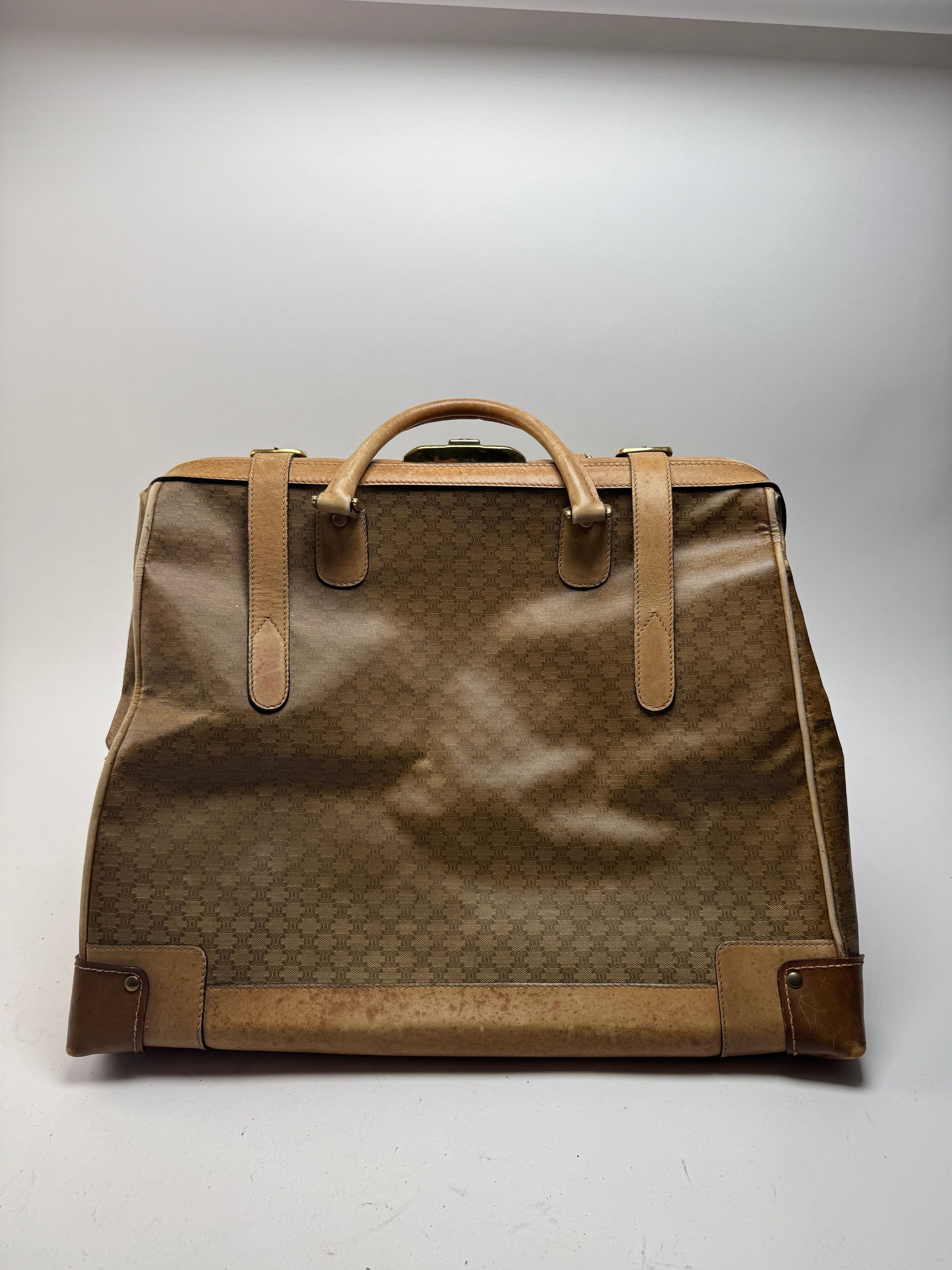 Celine Vintage Paris Monogram Leather Travel bag gold brown Size ONE SIZE - 14 Thumbnail