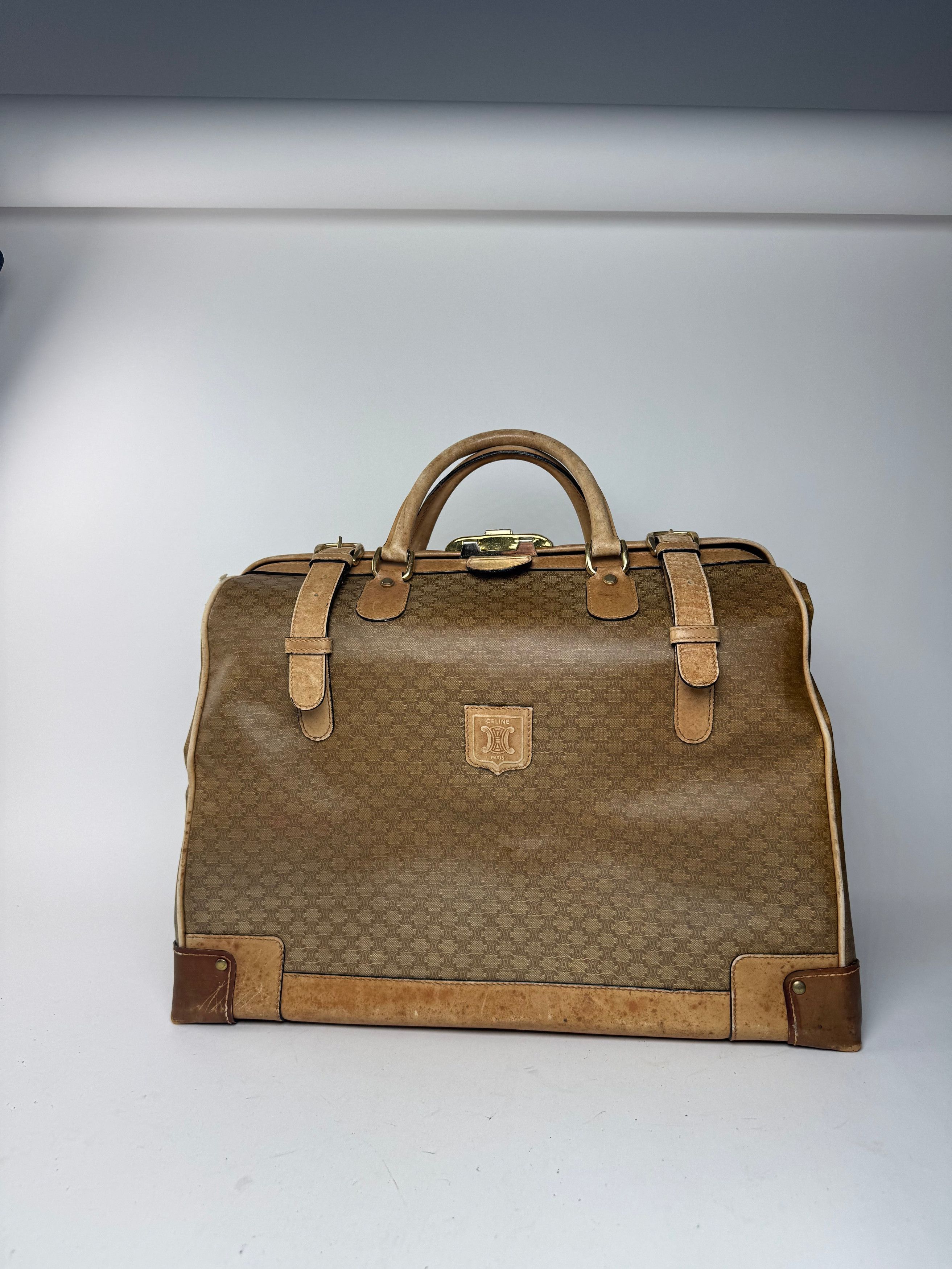 Celine Vintage Paris Monogram Leather Travel bag gold brown Size ONE SIZE - 13 Thumbnail