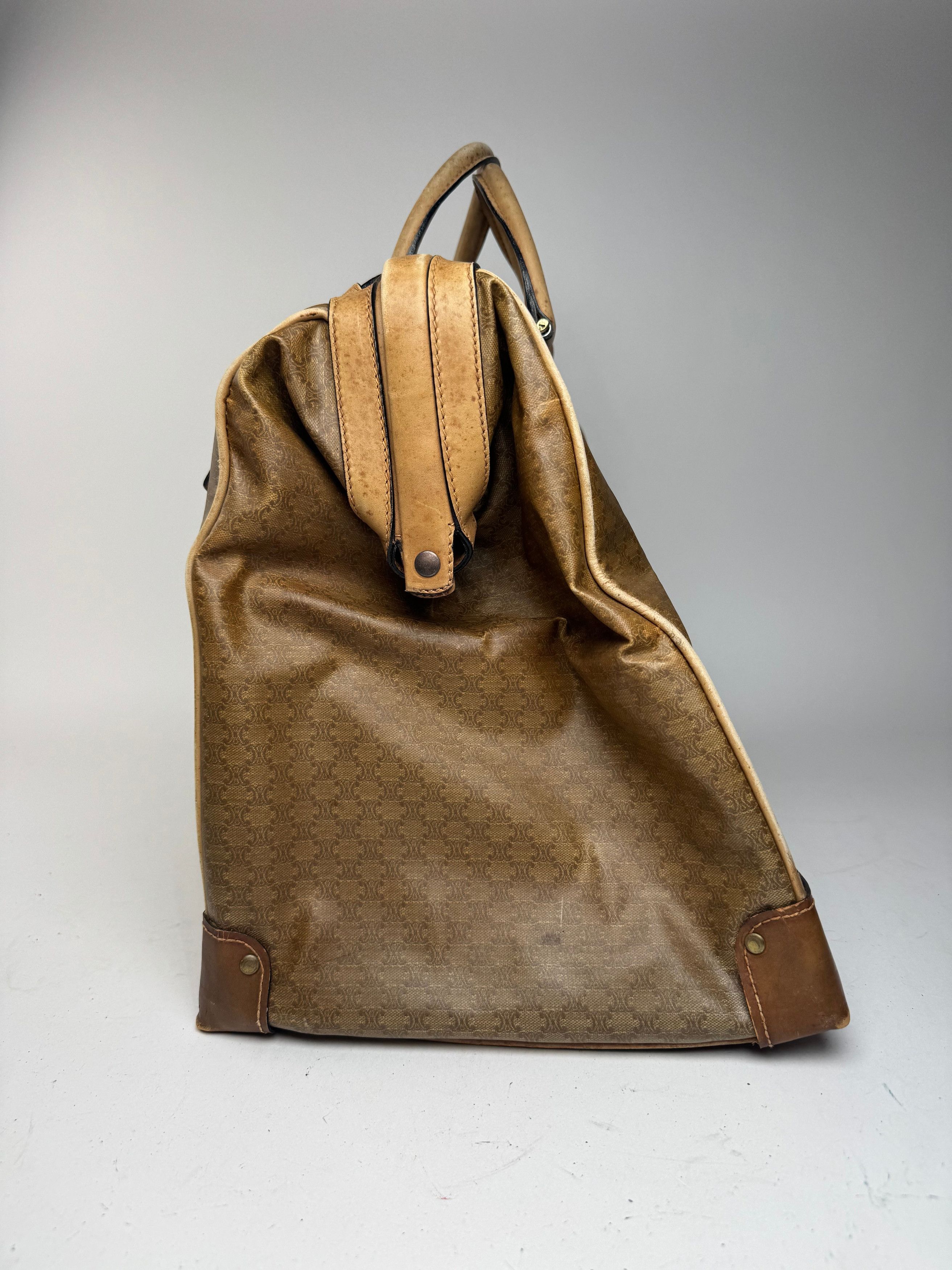 Celine Vintage Paris Monogram Leather Travel bag gold brown Size ONE SIZE - 5 Thumbnail