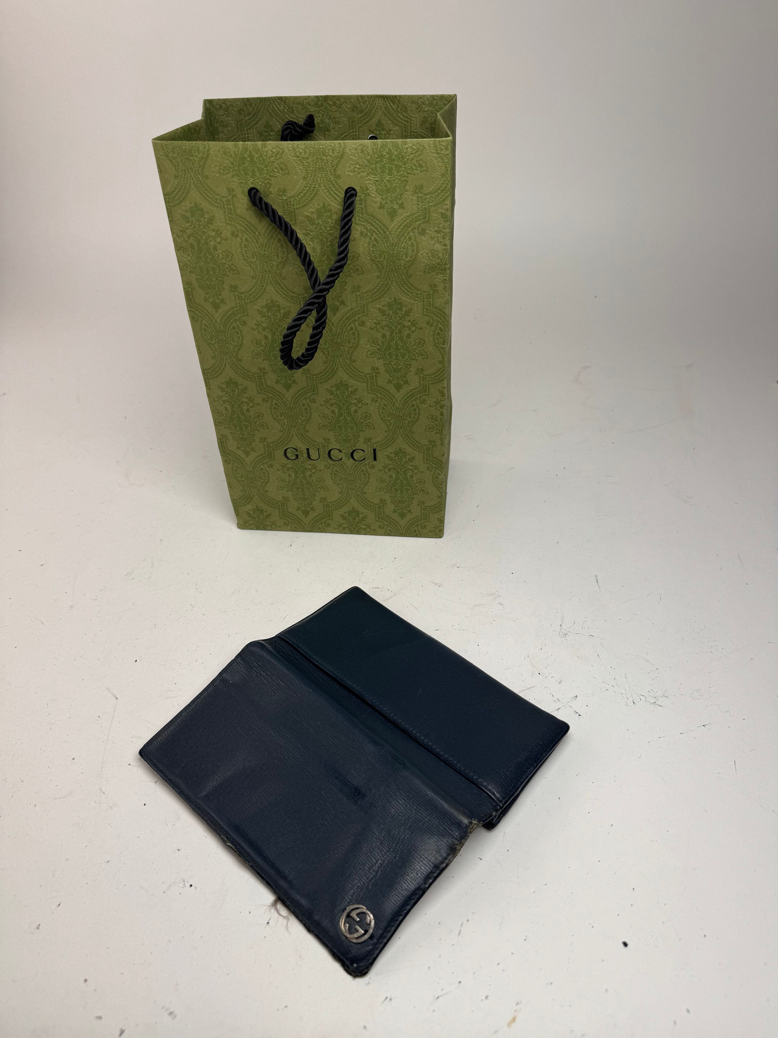 Gucci Vintage Monogram leather ID Holder GG Navy Size ONE SIZE - 9 Thumbnail