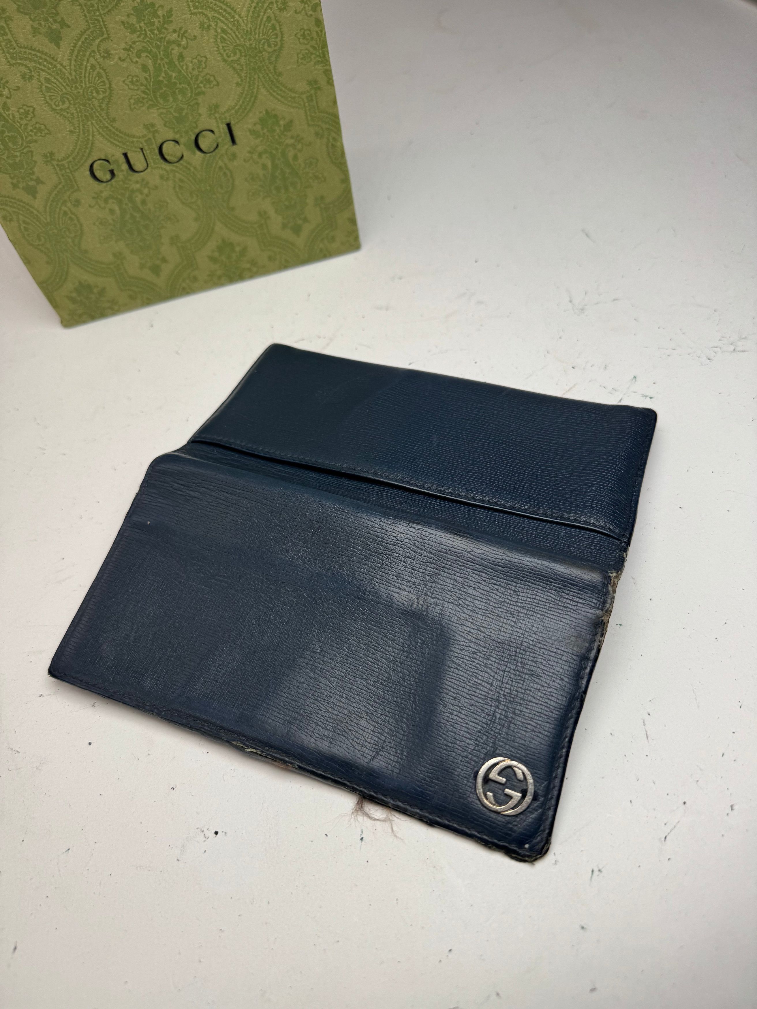 Gucci Vintage Monogram leather ID Holder GG Navy Size ONE SIZE - 10 Thumbnail