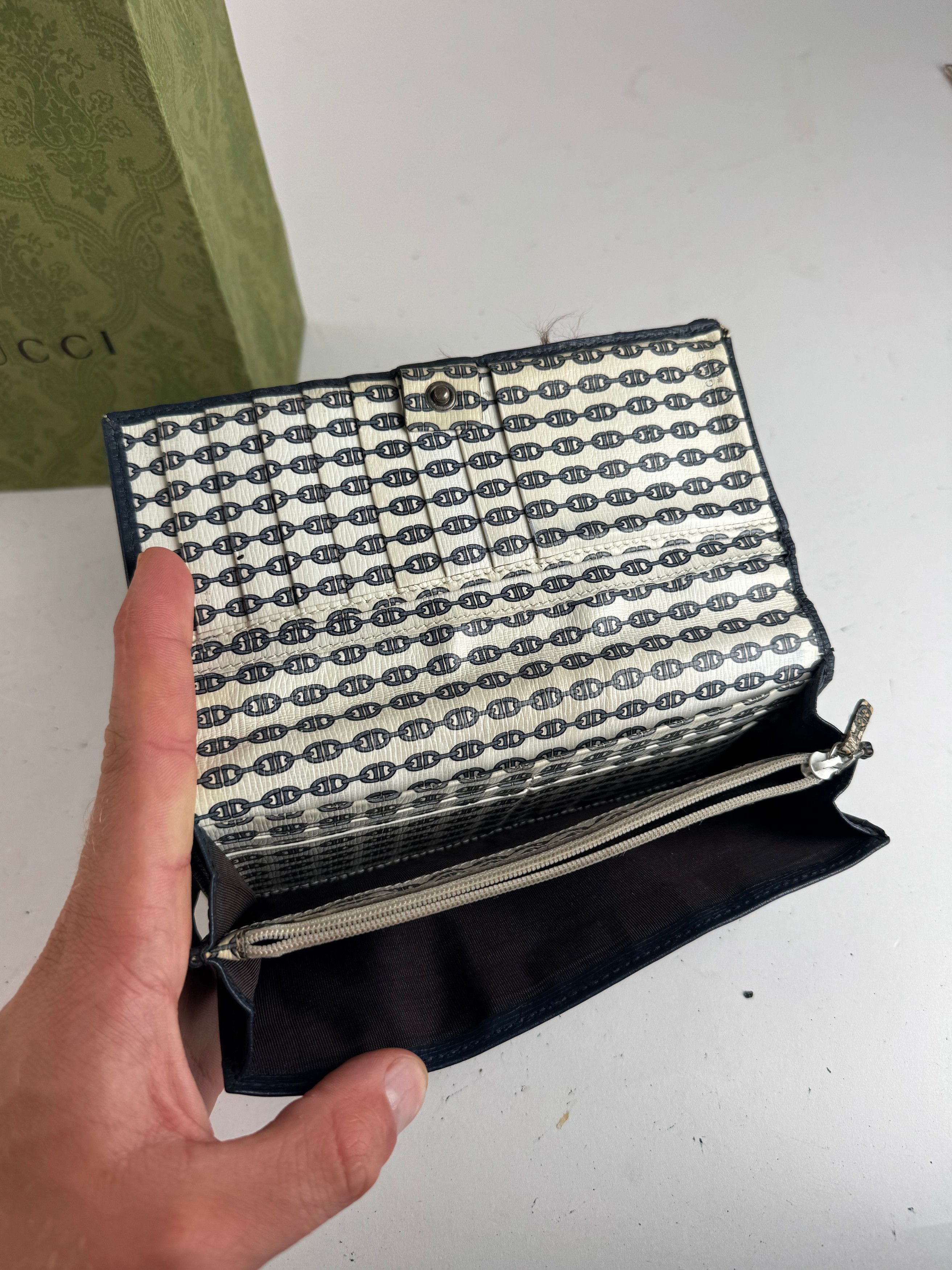 Gucci Vintage Monogram leather ID Holder GG Navy Size ONE SIZE - 6 Thumbnail