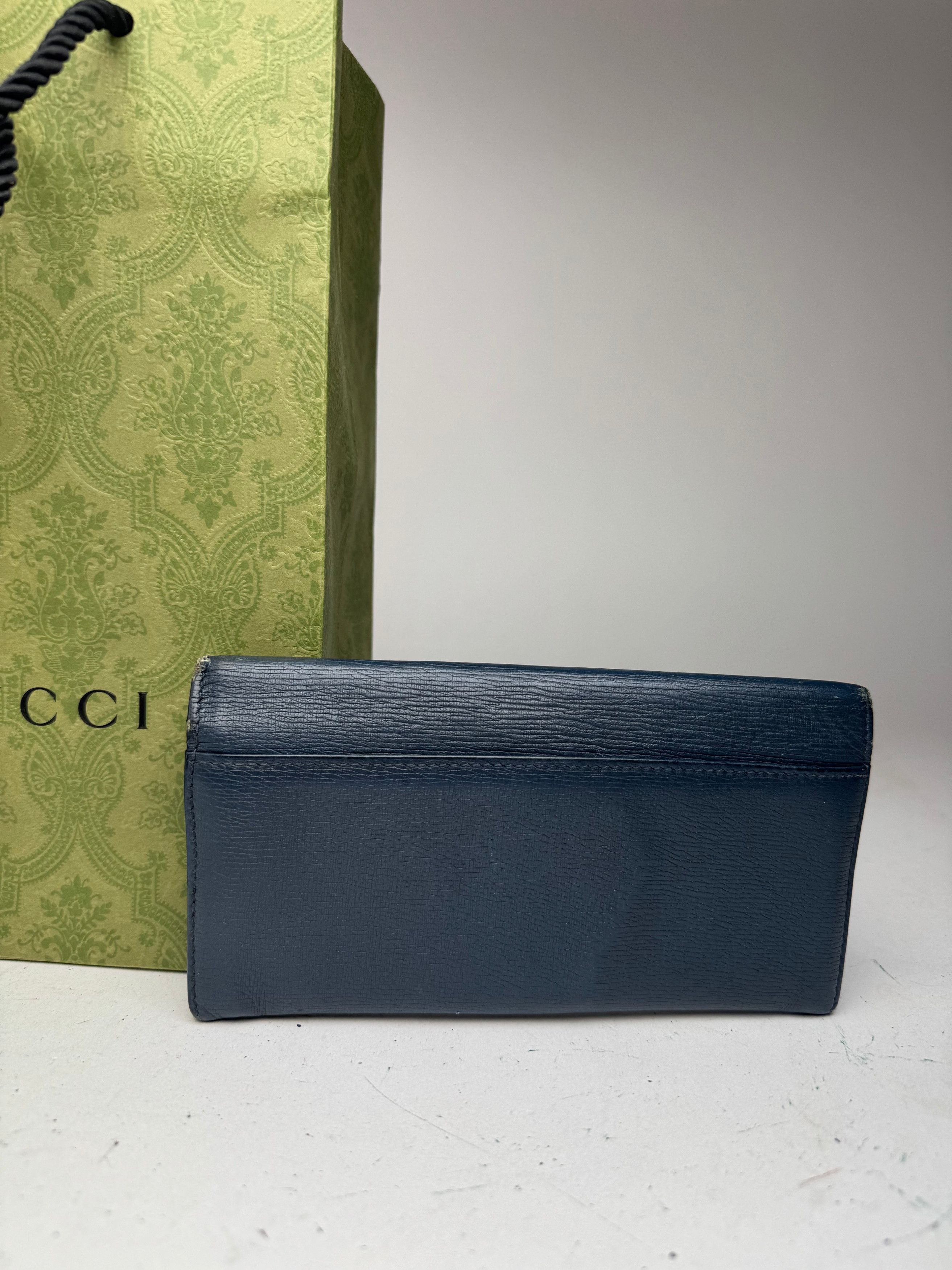 Gucci Vintage Monogram leather ID Holder GG Navy Size ONE SIZE - 14 Thumbnail