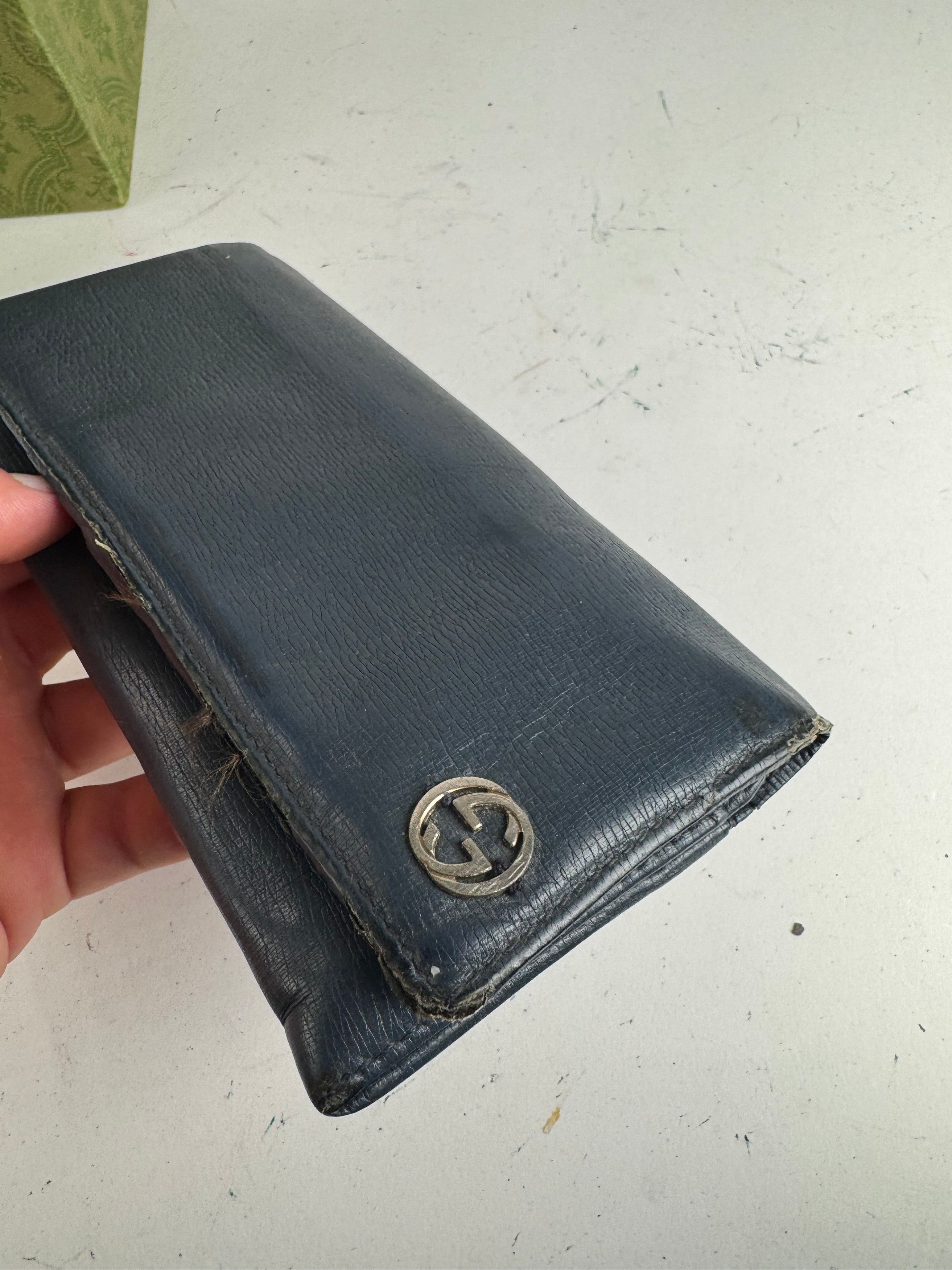 Gucci Vintage Monogram leather ID Holder GG Navy Size ONE SIZE - 5 Thumbnail