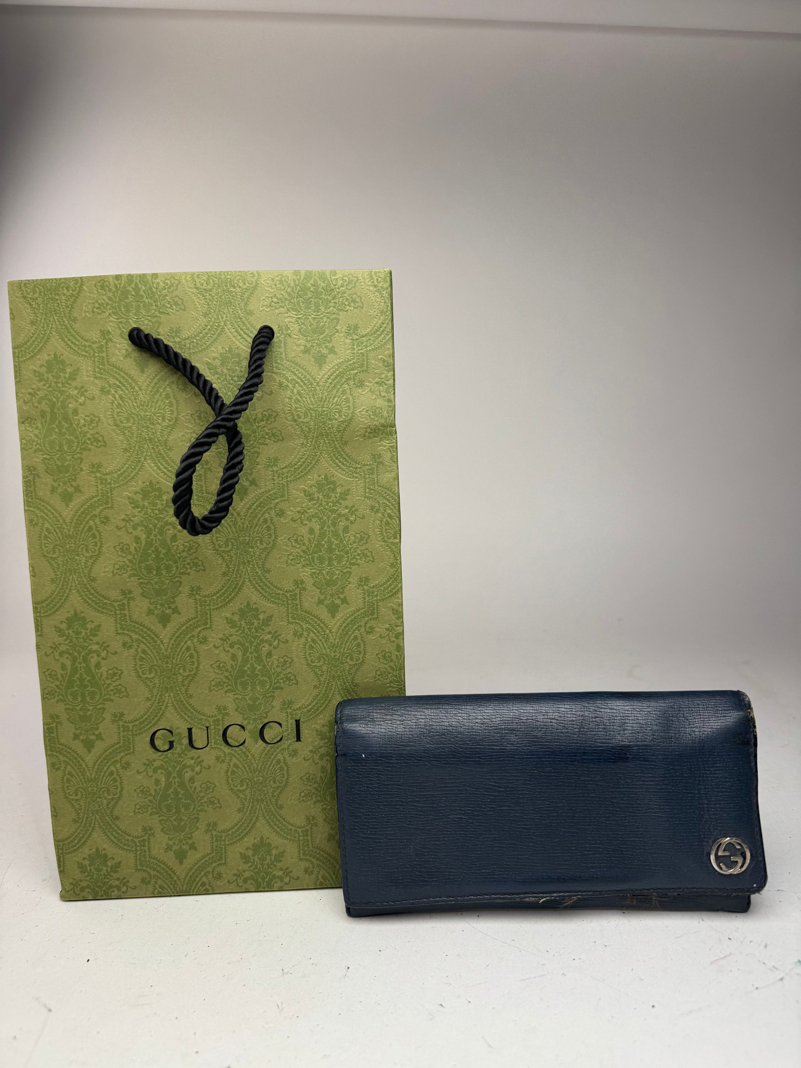 Gucci Vintage Monogram leather ID Holder GG Navy Size ONE SIZE - 3 Thumbnail