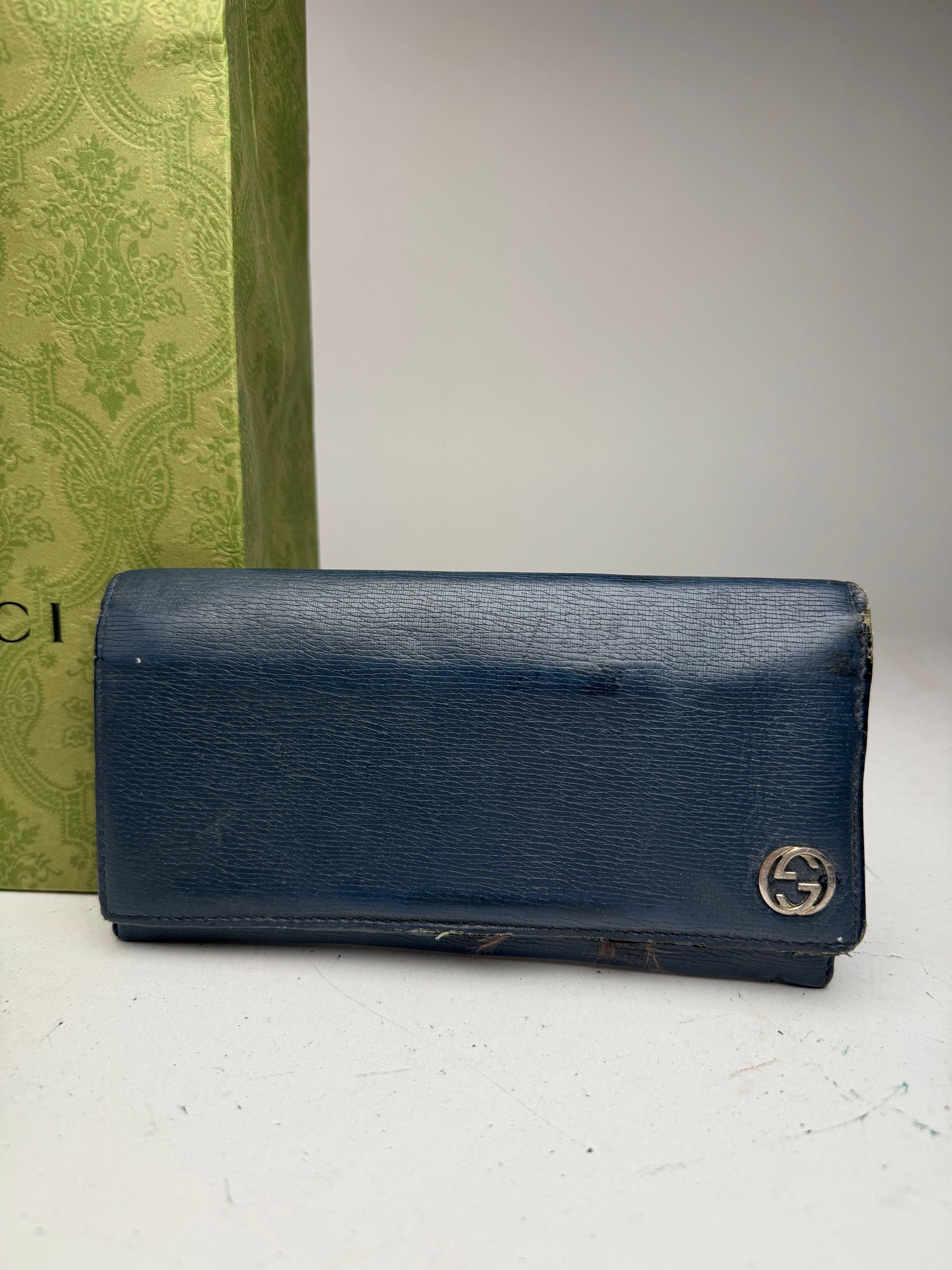 Gucci Vintage Monogram leather ID Holder GG Navy Size ONE SIZE - 13 Thumbnail
