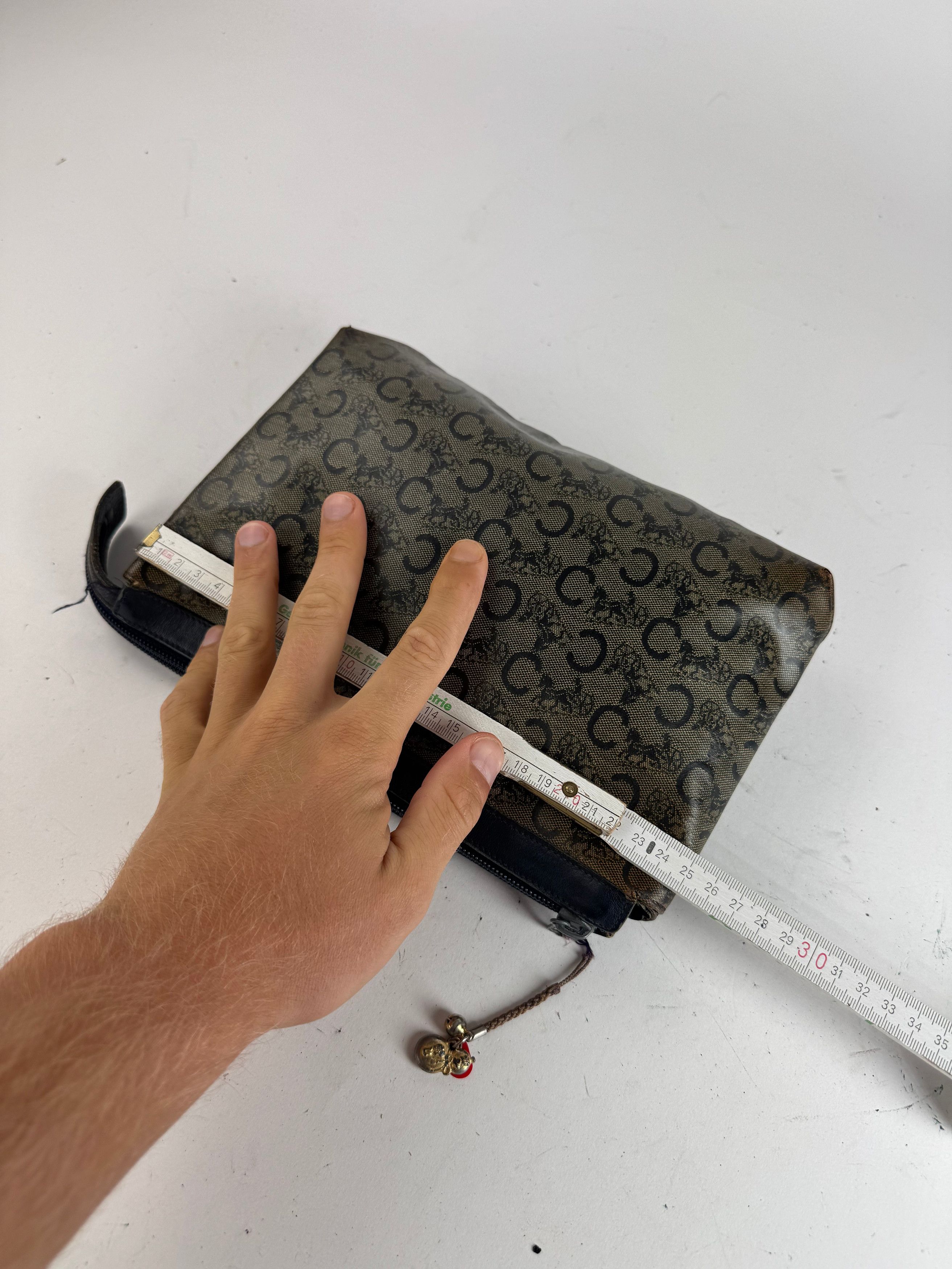 Celine Vintage macadam monogram leather clutch grey navy Size ONE SIZE - 11 Thumbnail
