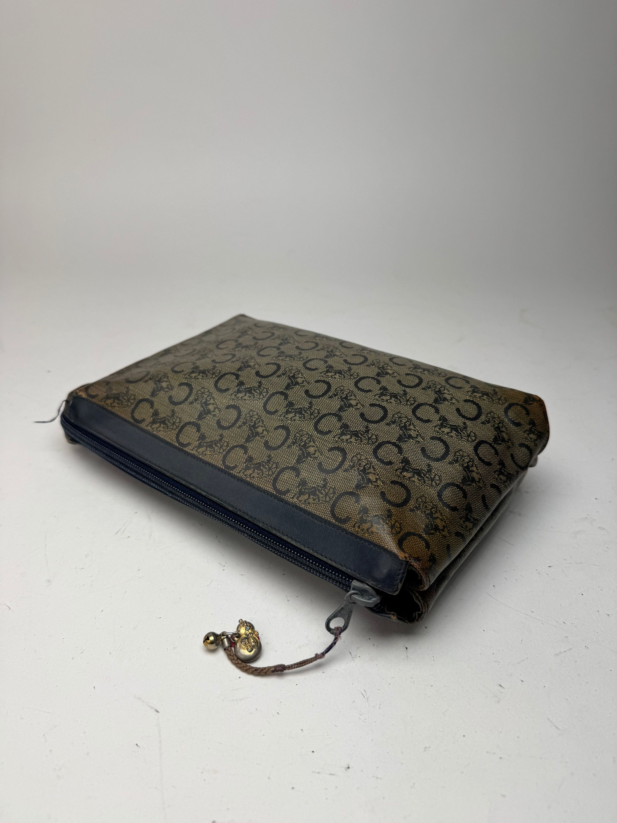 Celine Vintage macadam monogram leather clutch grey navy Size ONE SIZE - 7 Thumbnail