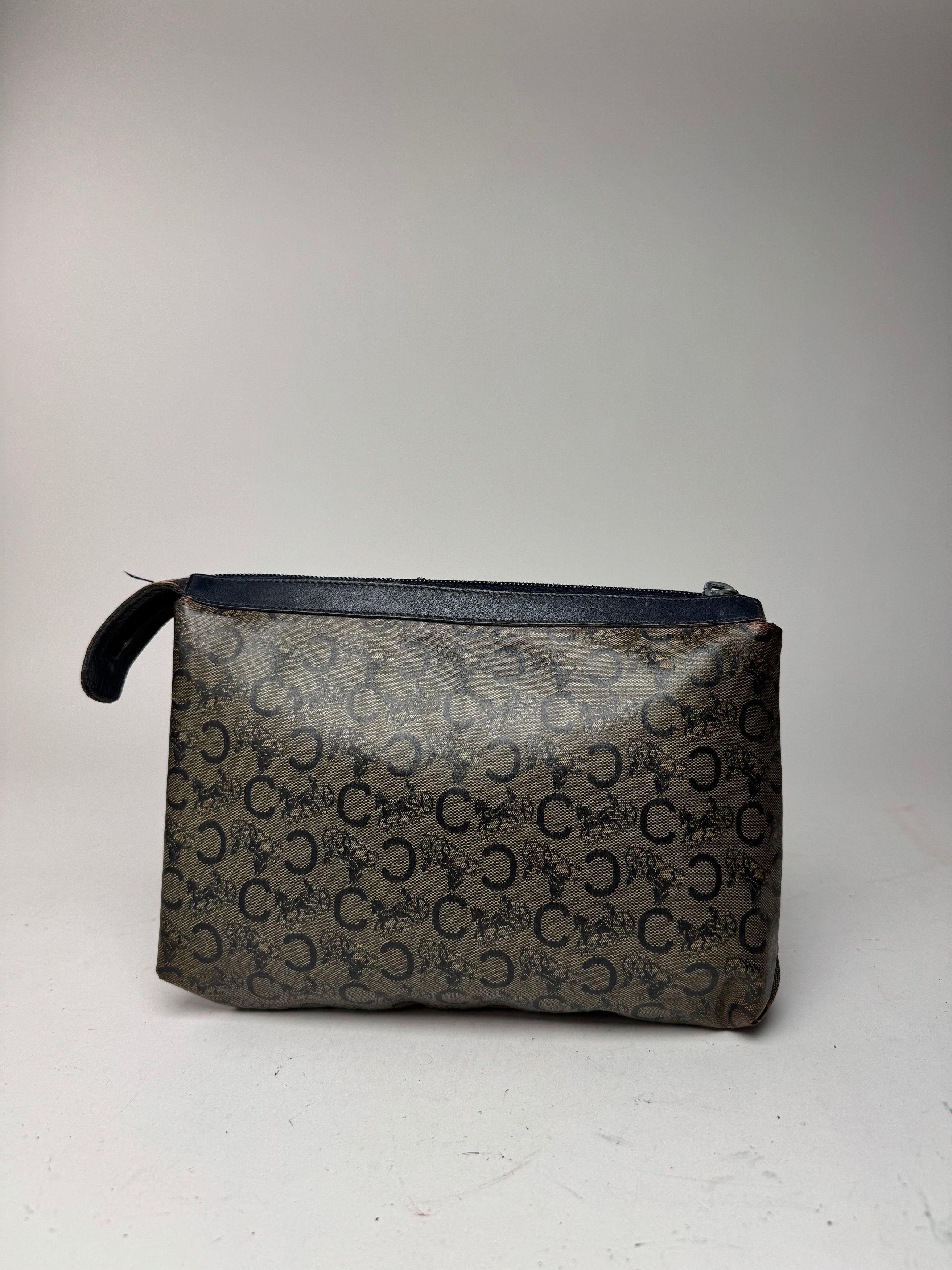 Celine Vintage macadam monogram leather clutch grey navy Size ONE SIZE - 2 Thumbnail