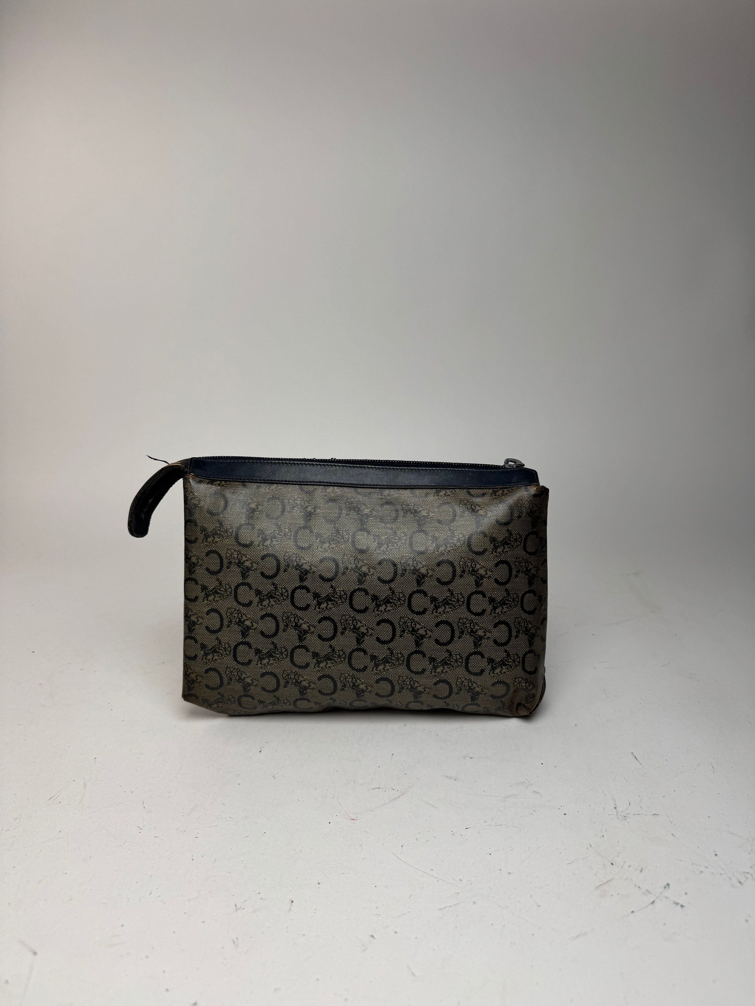 Celine Vintage macadam monogram leather clutch grey navy Size ONE SIZE - 9 Thumbnail