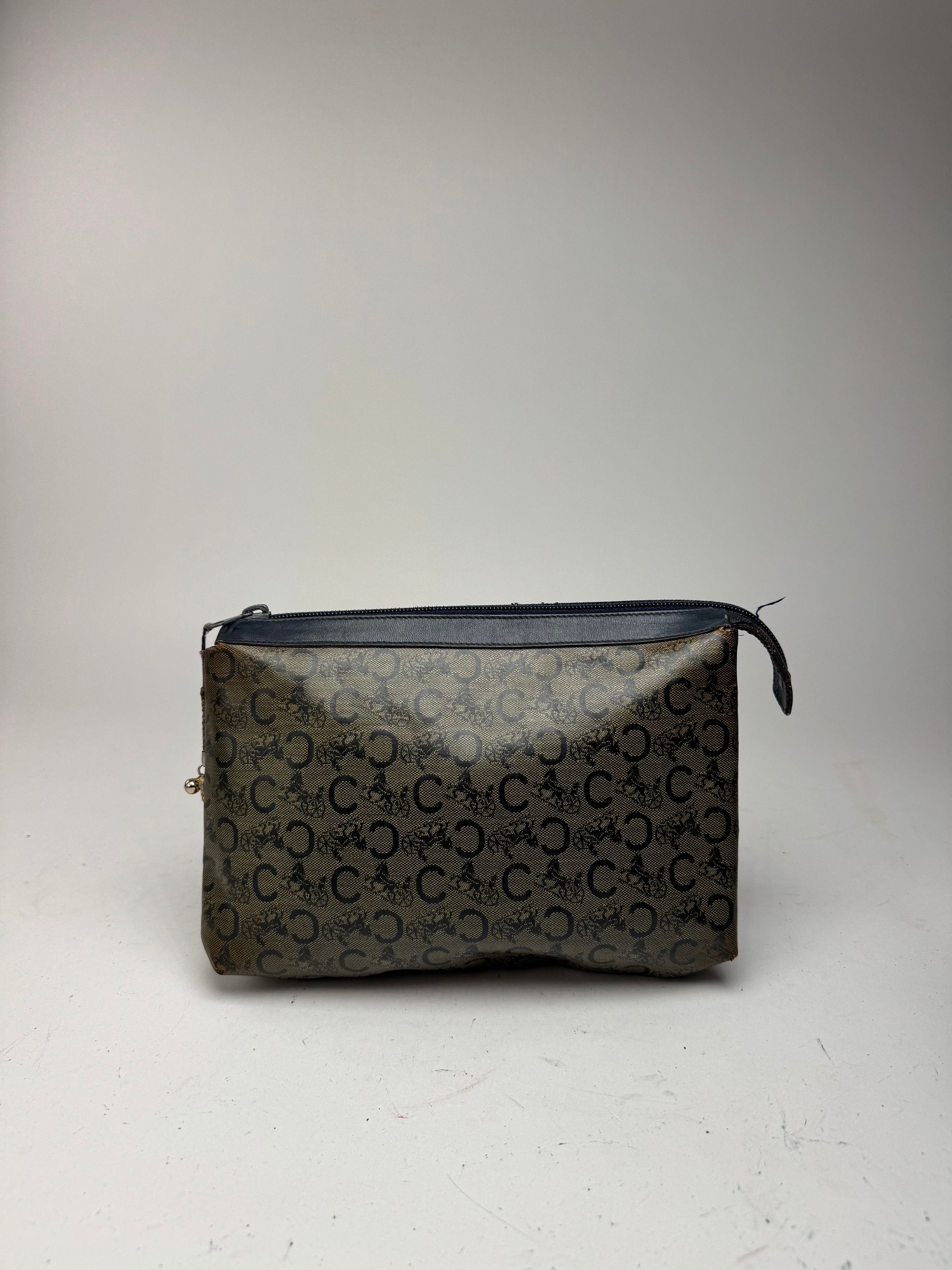 Celine Vintage macadam monogram leather clutch grey navy Size ONE SIZE - 14 Thumbnail