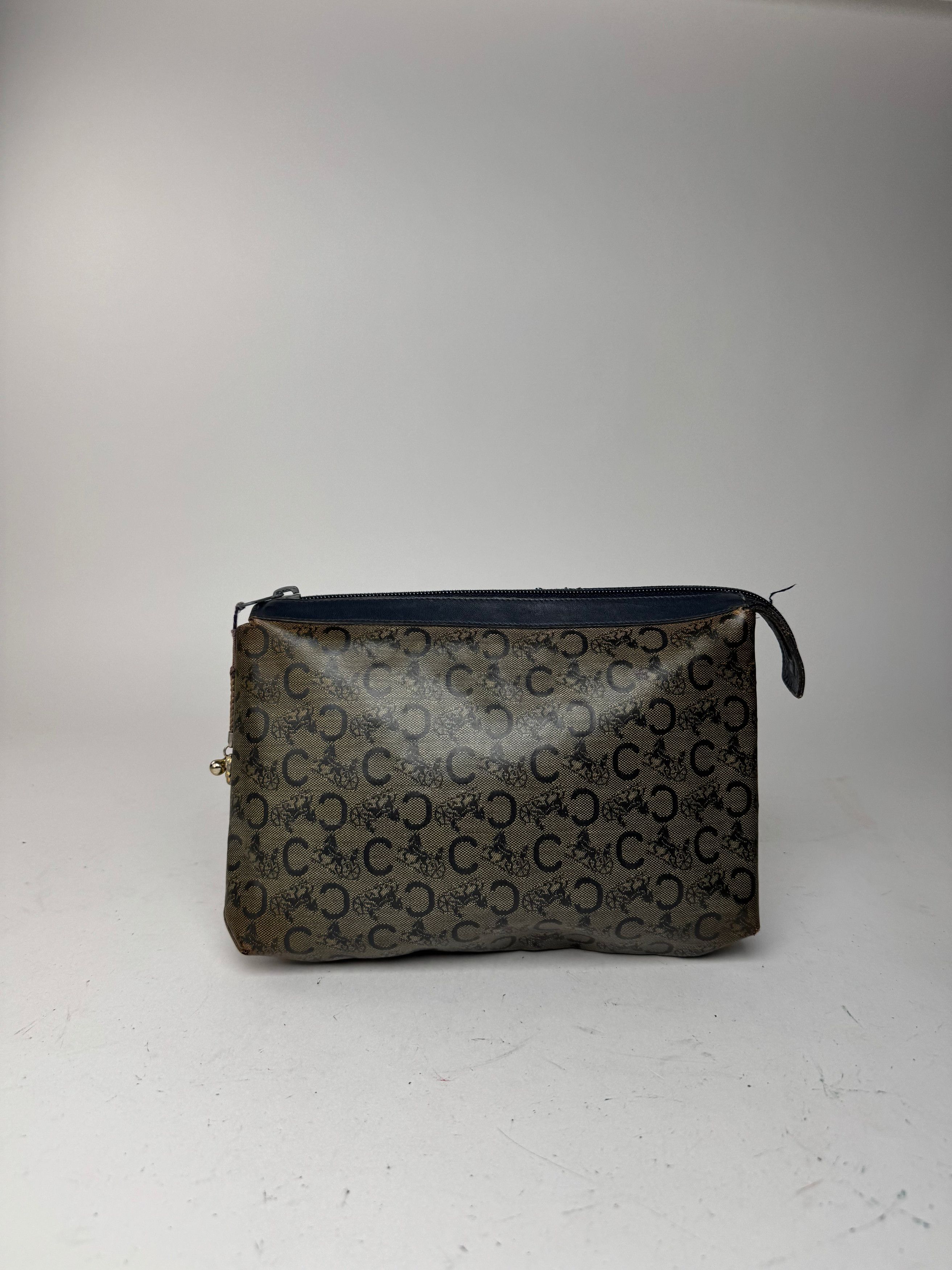 Celine Vintage macadam monogram leather clutch grey navy Size ONE SIZE - 6 Thumbnail