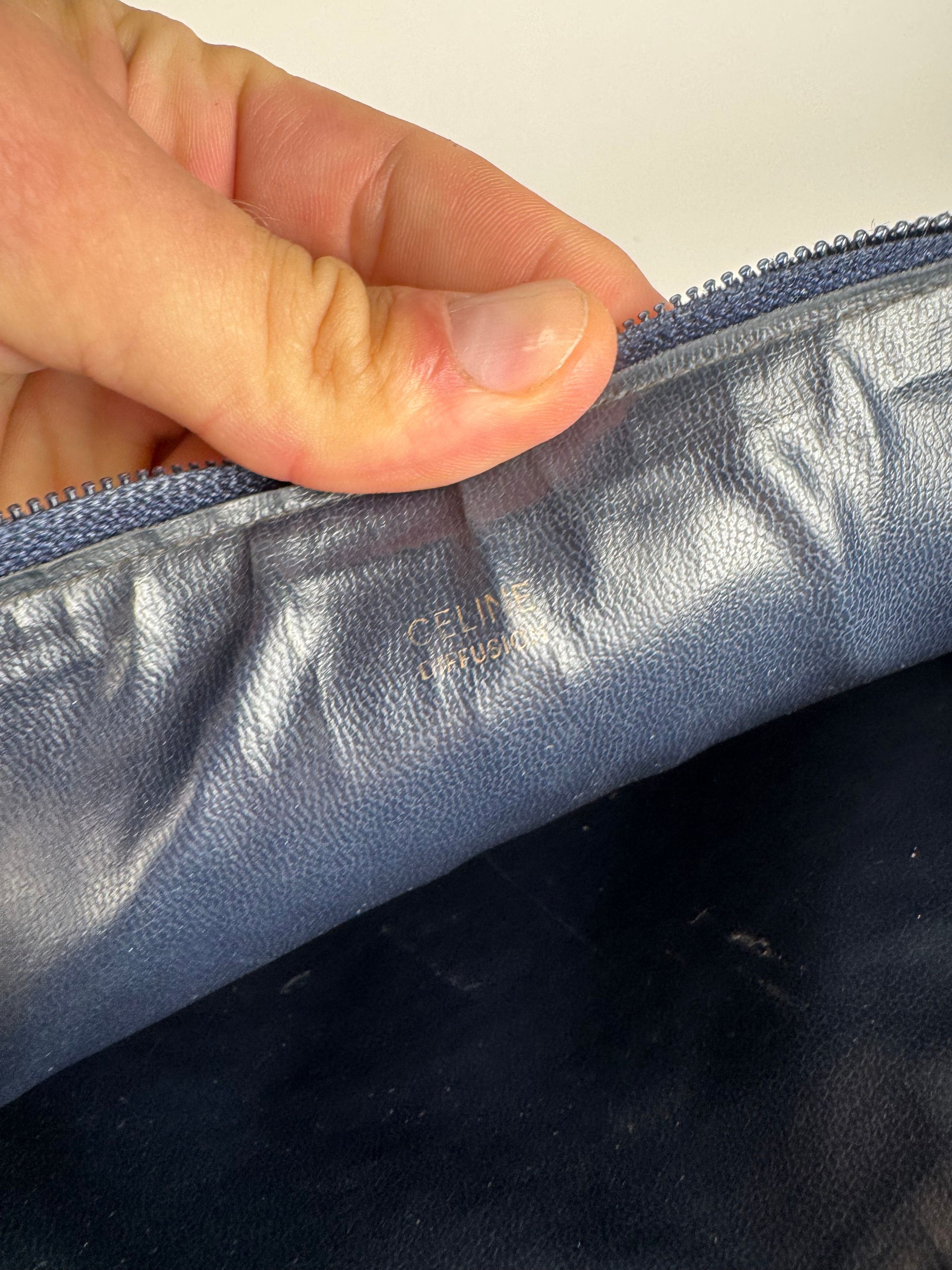 Celine Vintage macadam monogram leather clutch grey navy Size ONE SIZE - 4 Thumbnail
