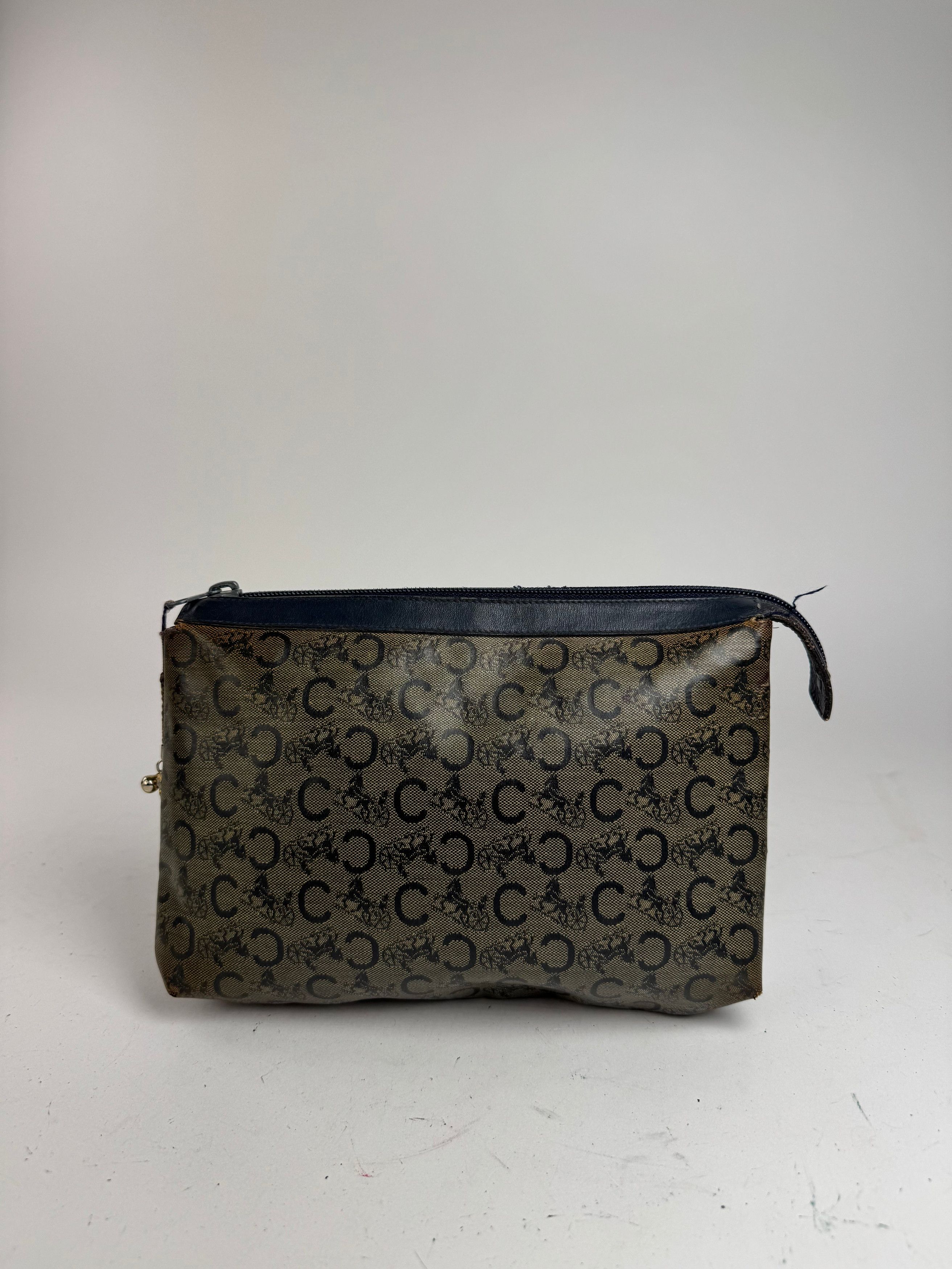 Celine Vintage macadam monogram leather clutch grey navy Size ONE SIZE - 5 Thumbnail