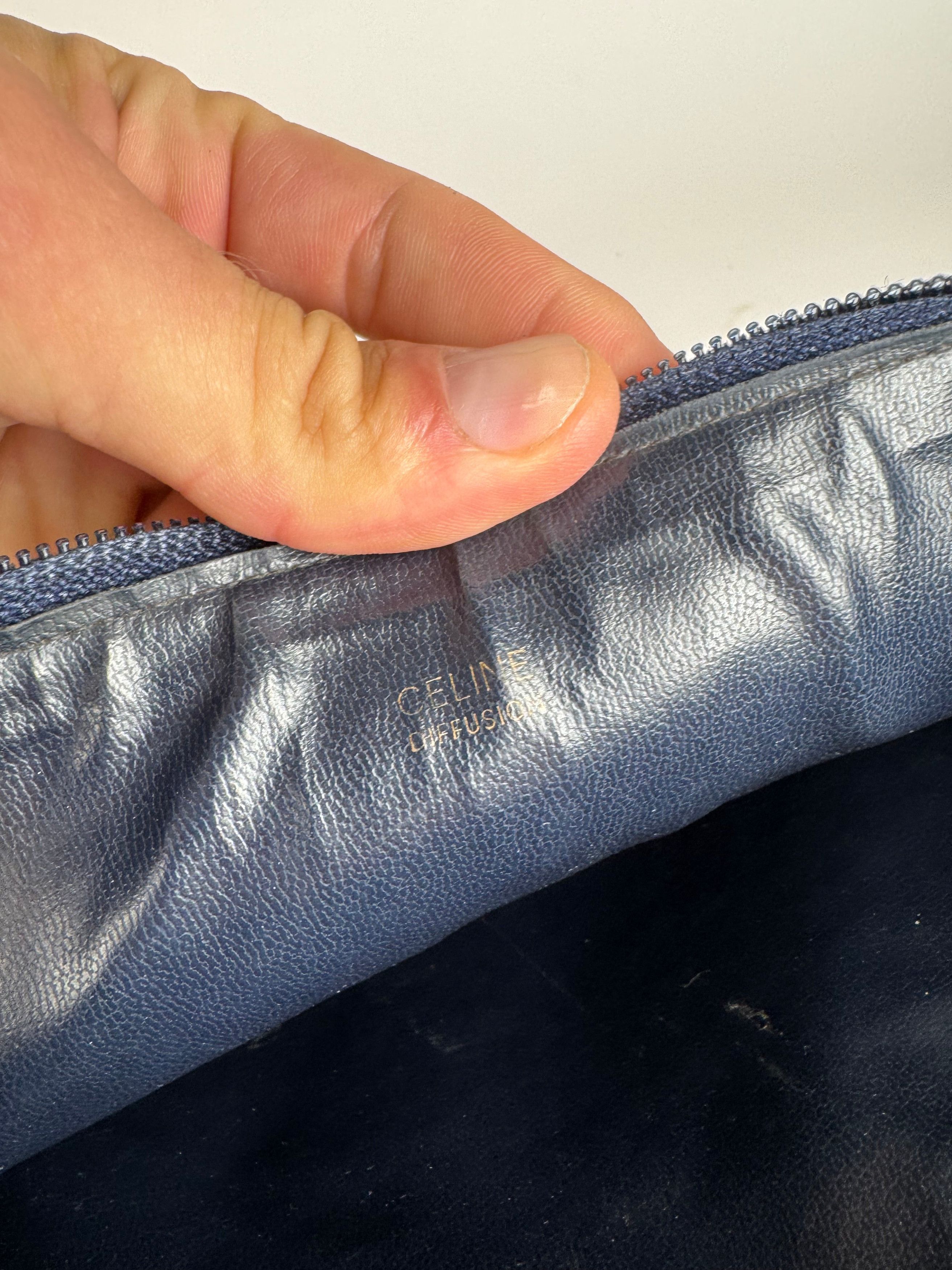 Celine Vintage macadam monogram leather clutch grey navy Size ONE SIZE - 3 Thumbnail