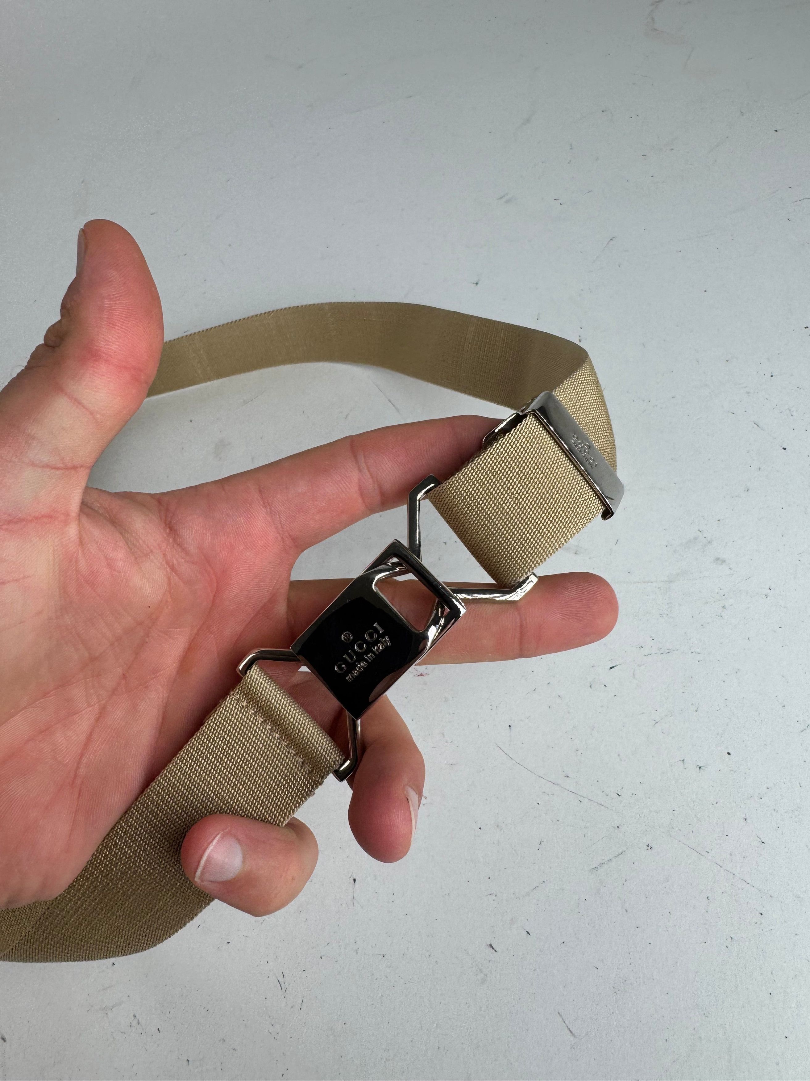 Gucci Vintage Canvas Belt beige Silver Size ONE SIZE - 2 Thumbnail