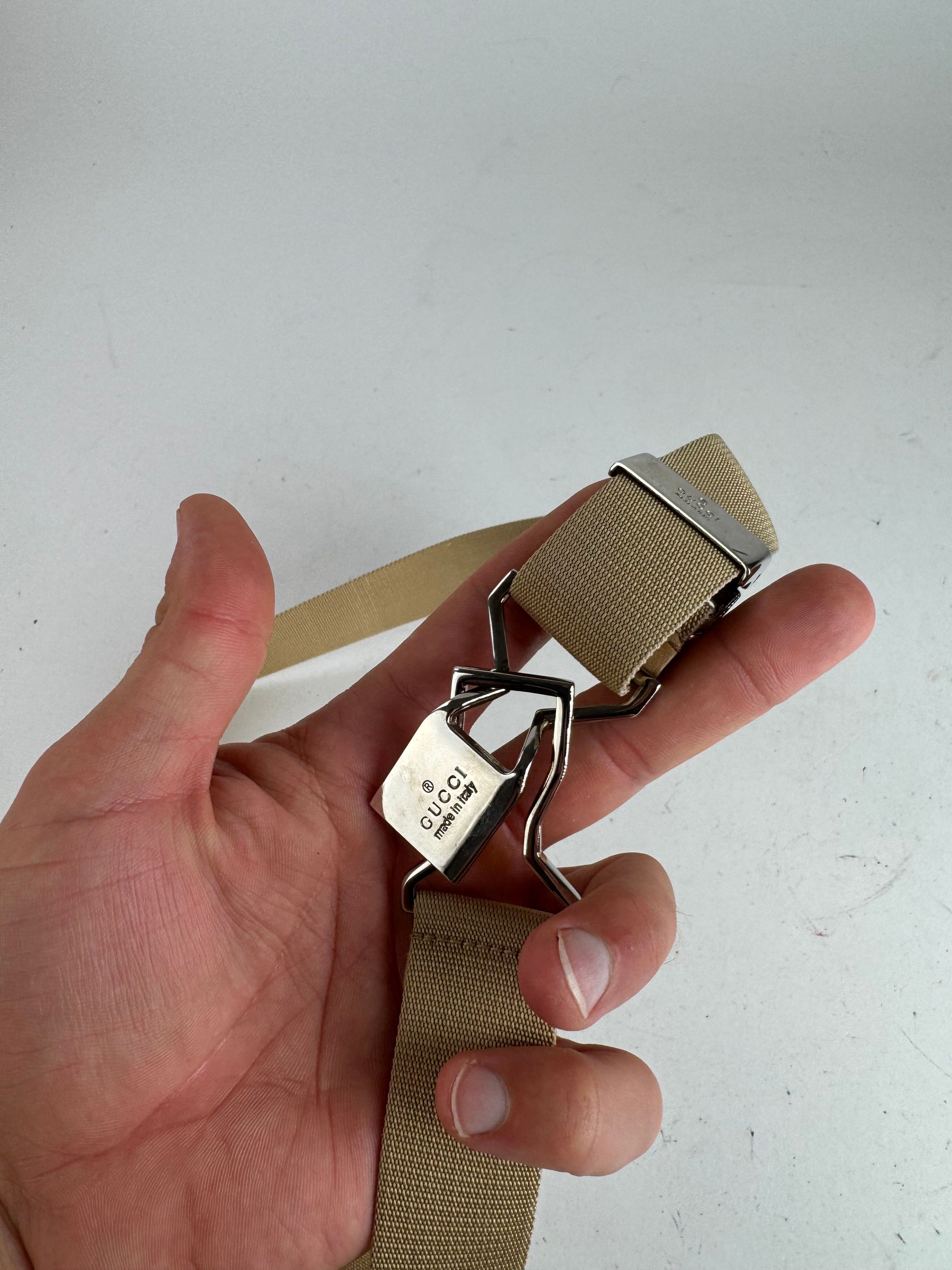 Gucci Vintage Canvas Belt beige Silver Size ONE SIZE - 3 Thumbnail
