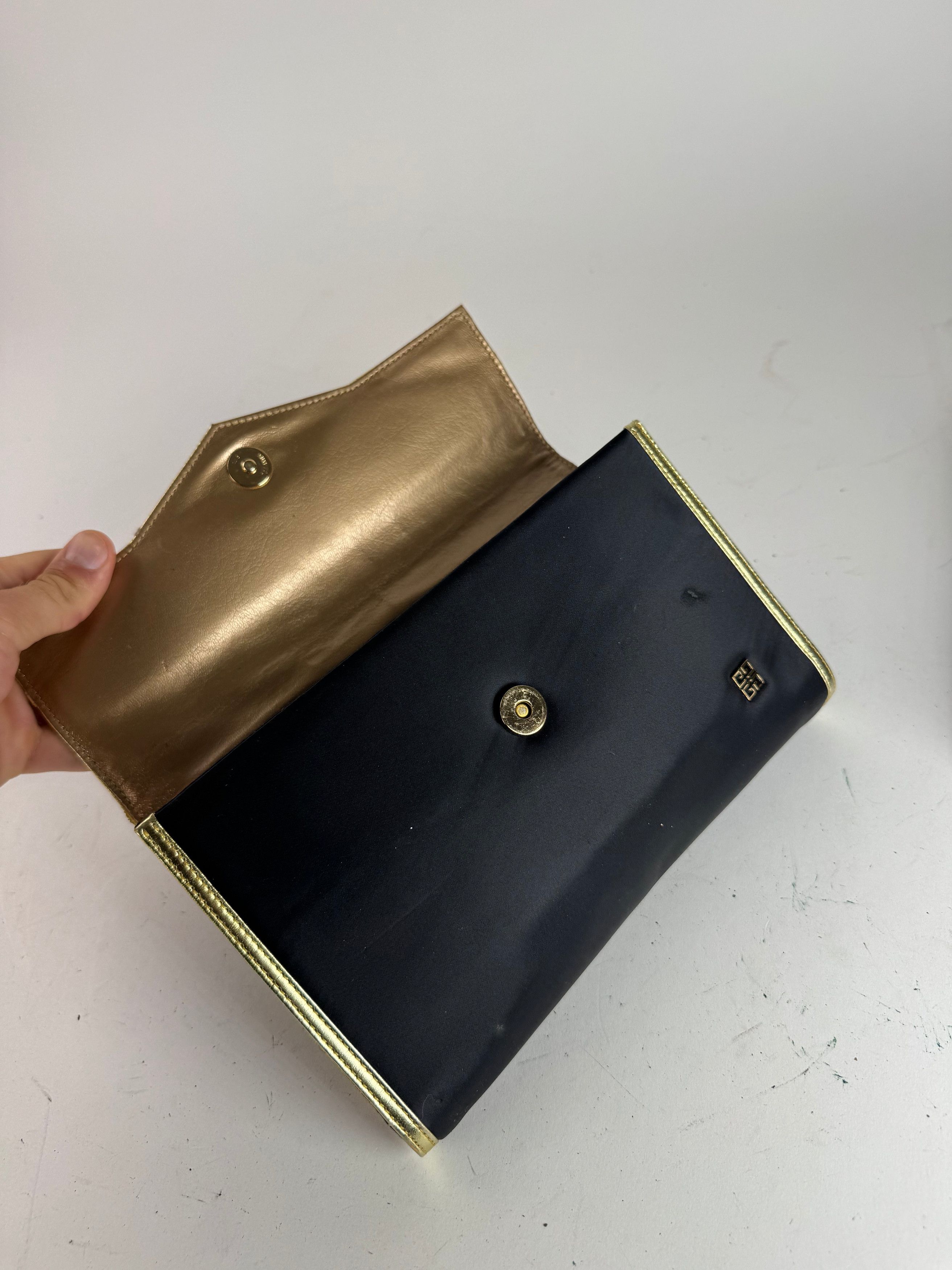 Givenchy Vintage Leather canvas clutch black gold Size ONE SIZE - 10 Thumbnail
