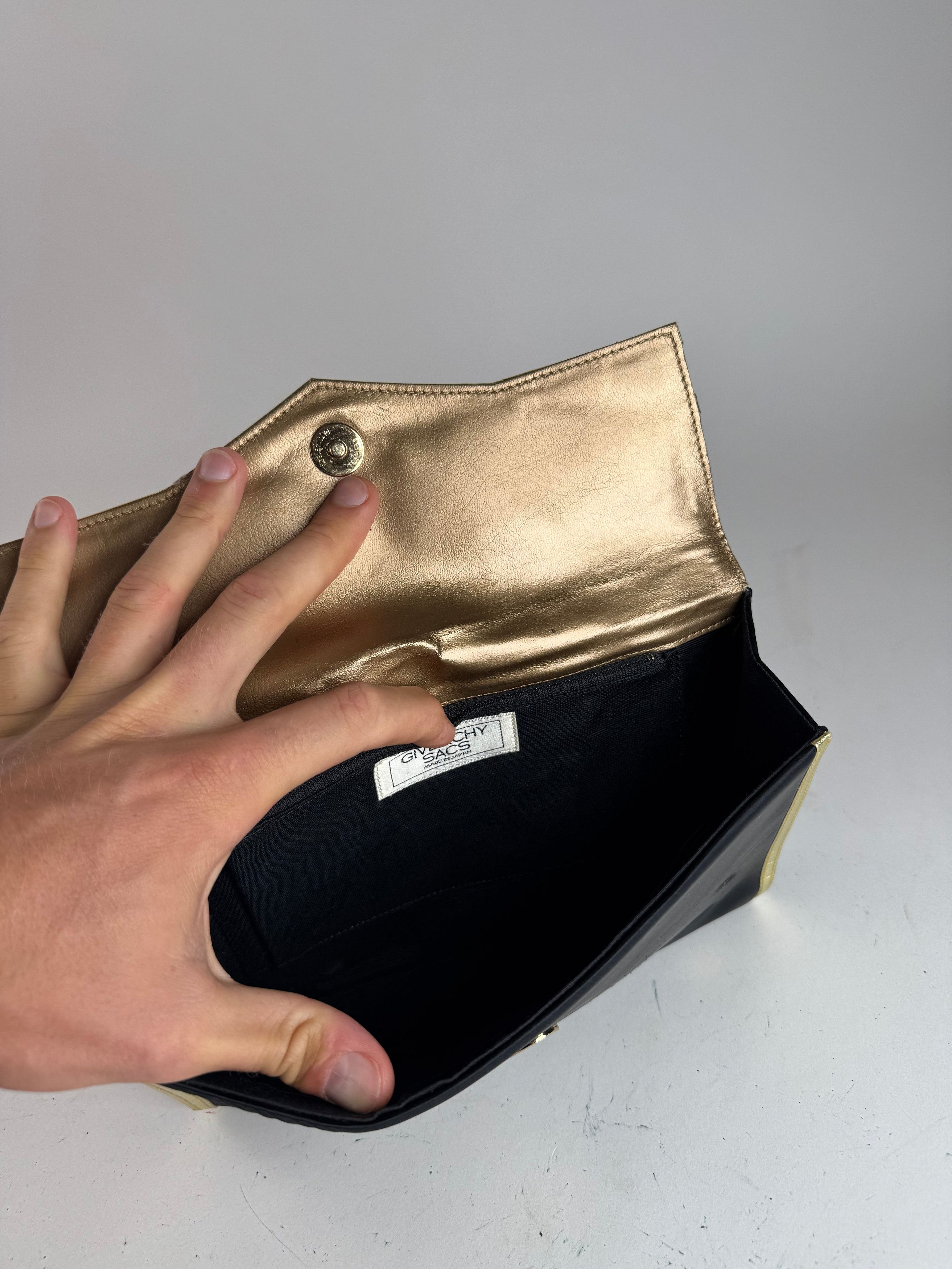 Givenchy Vintage Leather canvas clutch black gold Size ONE SIZE - 3 Thumbnail
