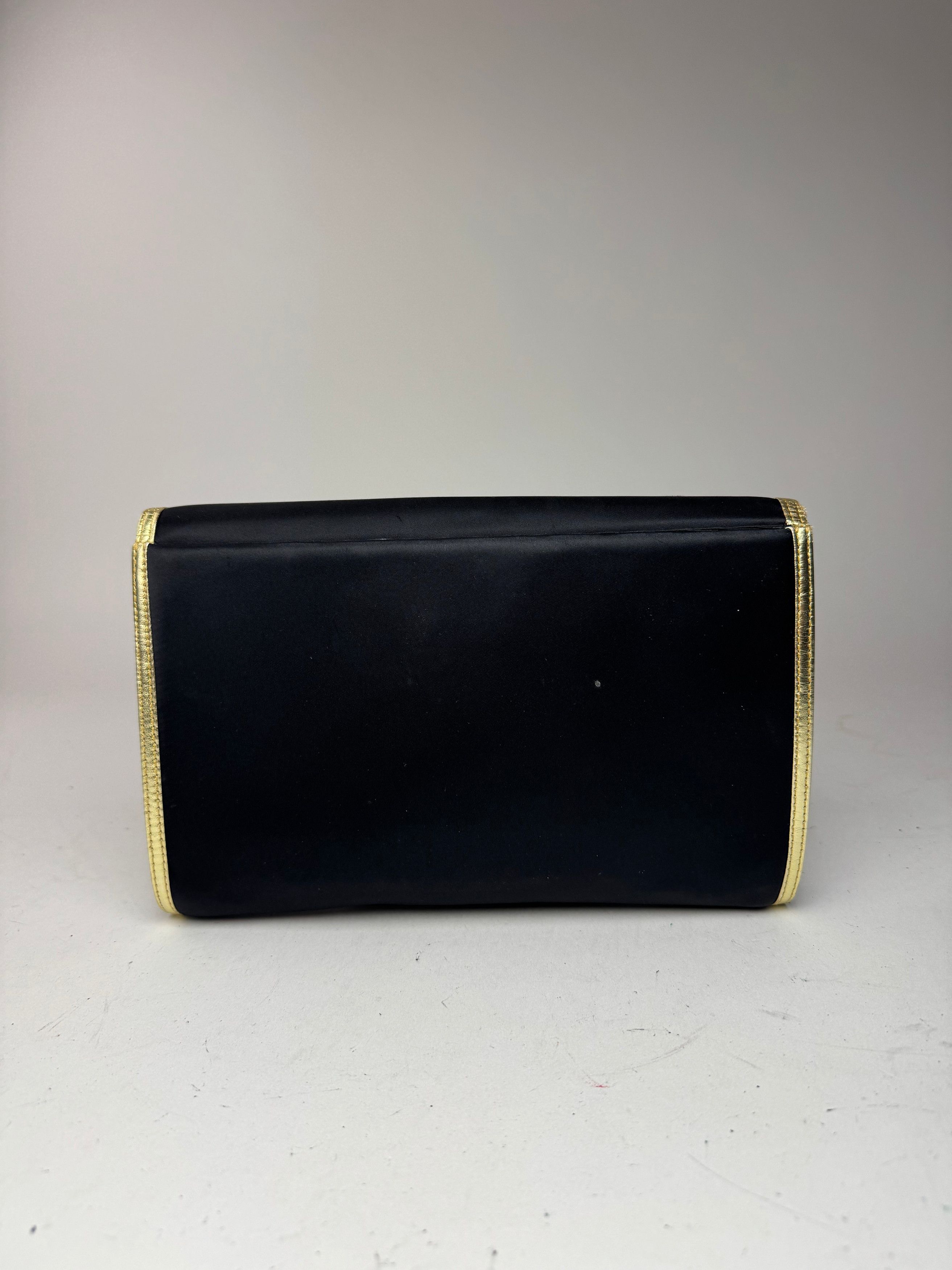 Givenchy Vintage Leather canvas clutch black gold Size ONE SIZE - 2 Thumbnail