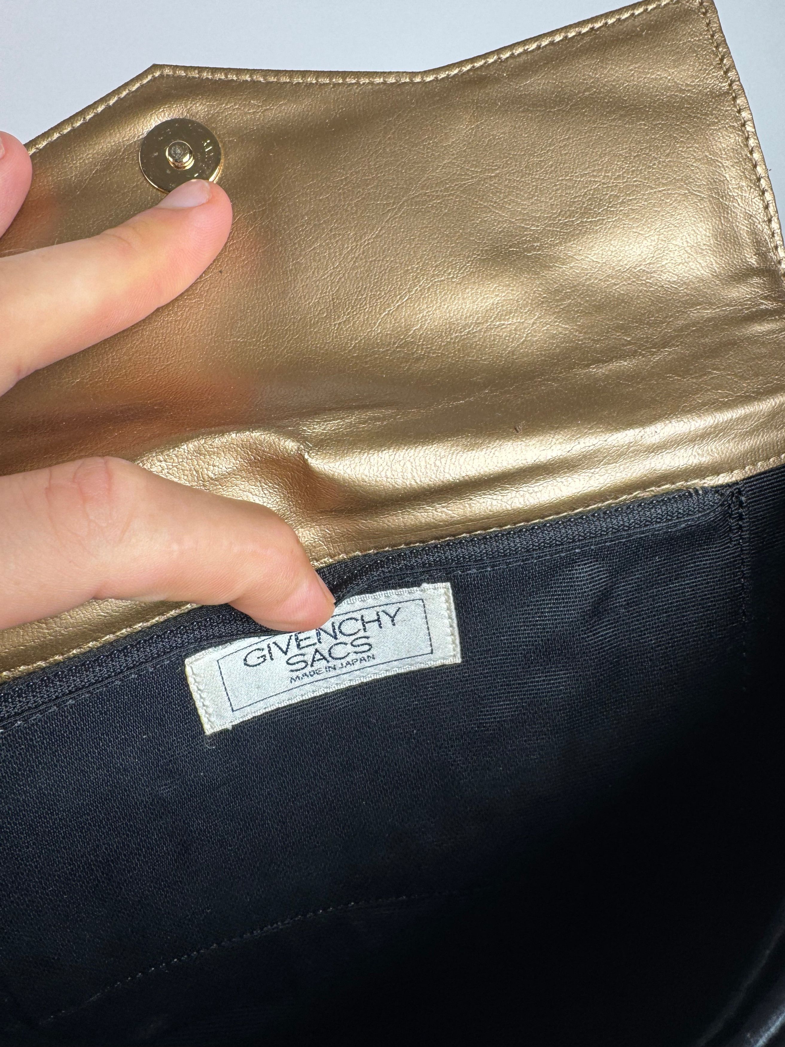 Givenchy Vintage Leather canvas clutch black gold Size ONE SIZE - 4 Thumbnail