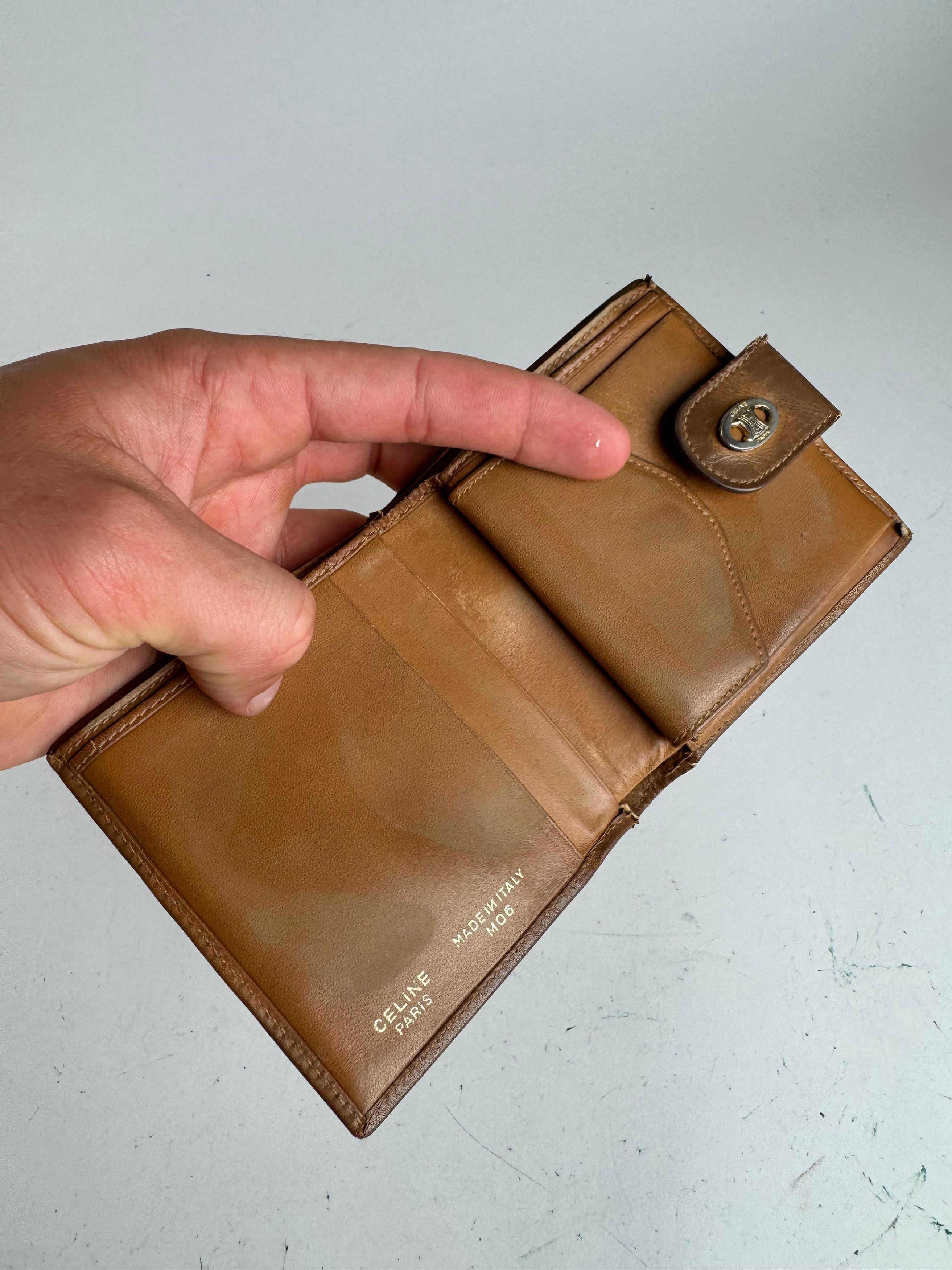 Celine Vintage Triomphe Monogram leather wallet brown Size ONE SIZE - 4 Thumbnail