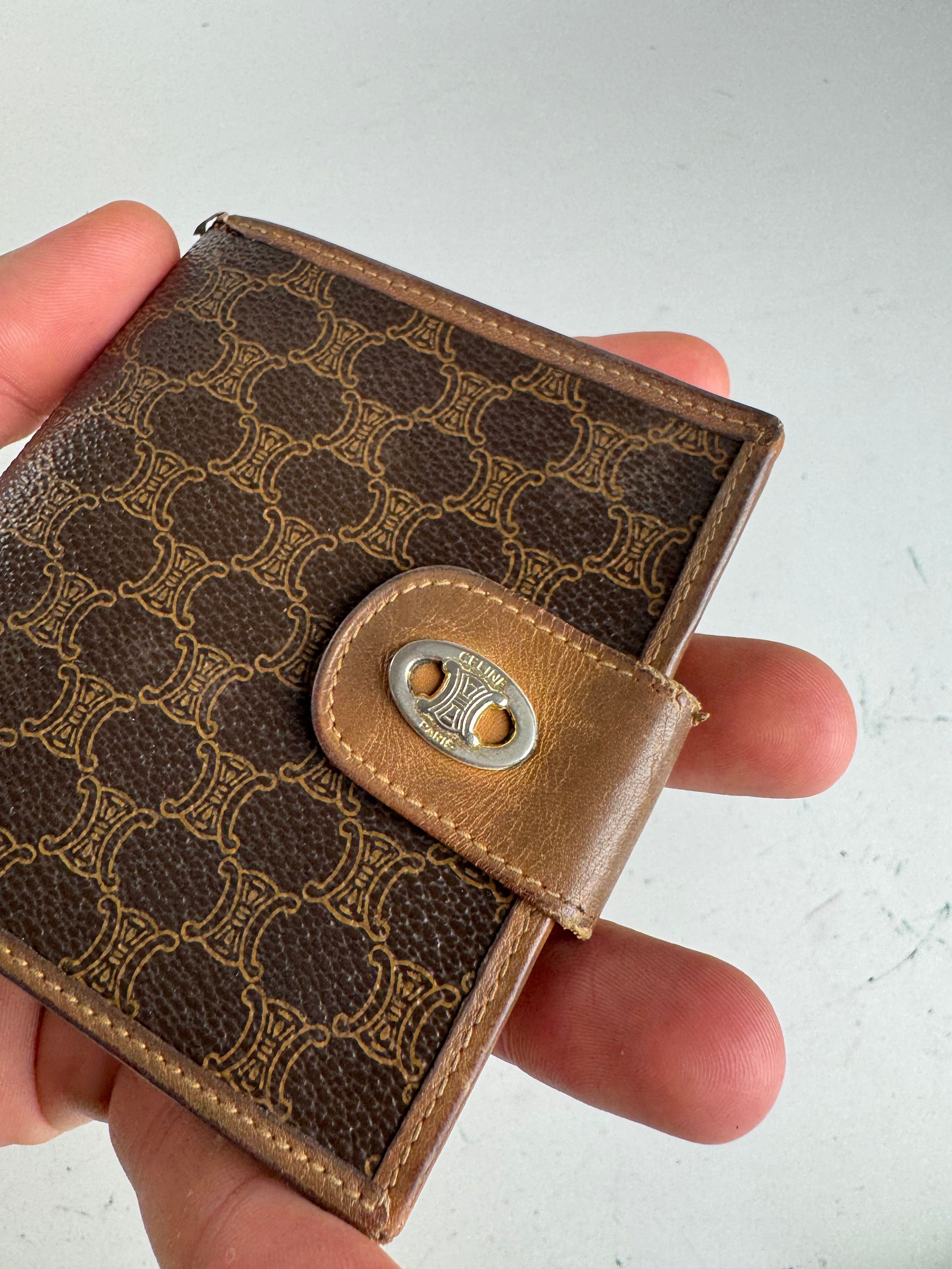 Celine Vintage Triomphe Monogram leather wallet brown Size ONE SIZE - 3 Thumbnail