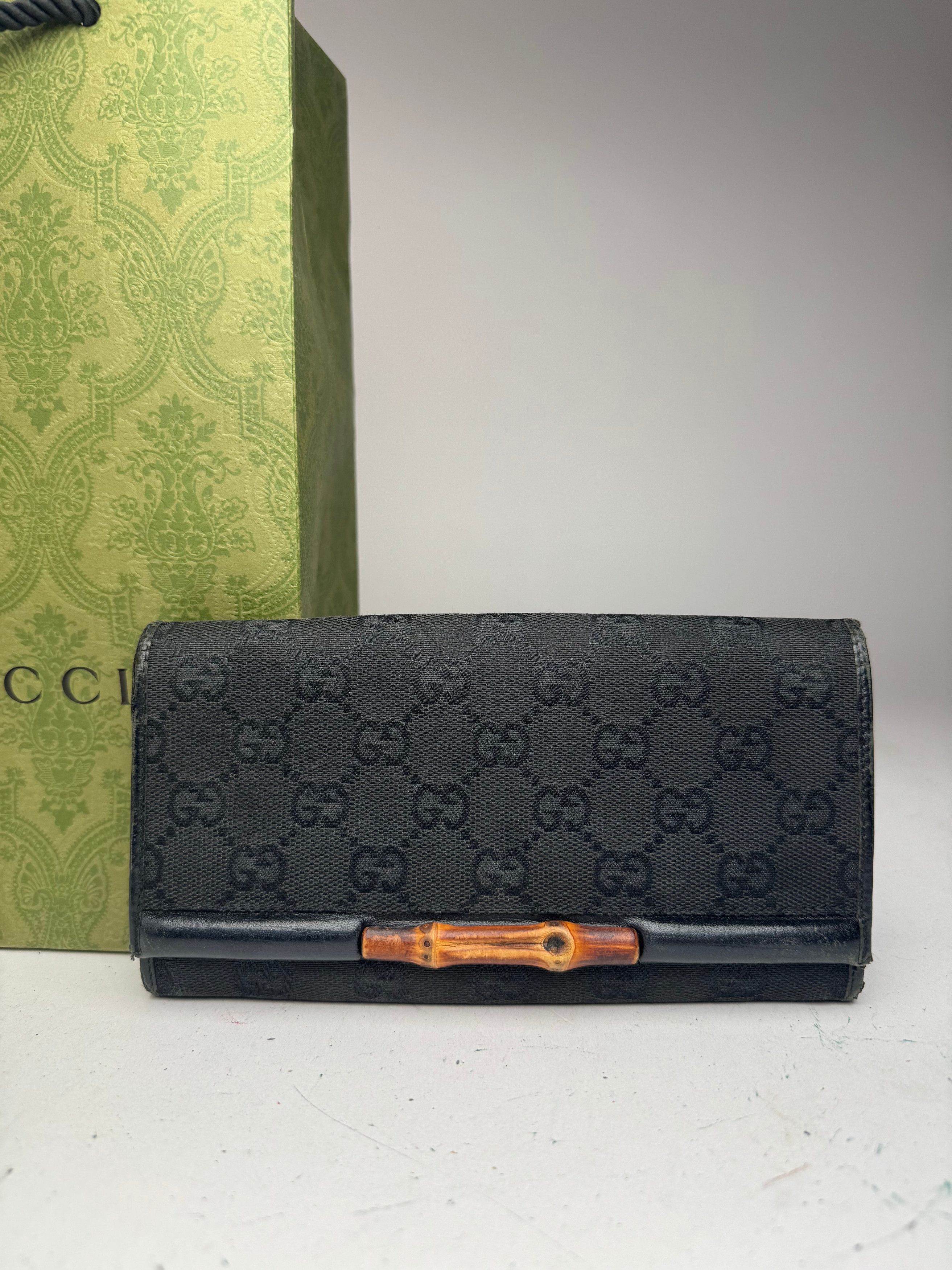 Gucci Vintage Bamboo monogram Wallet black Size ONE SIZE - 7 Thumbnail