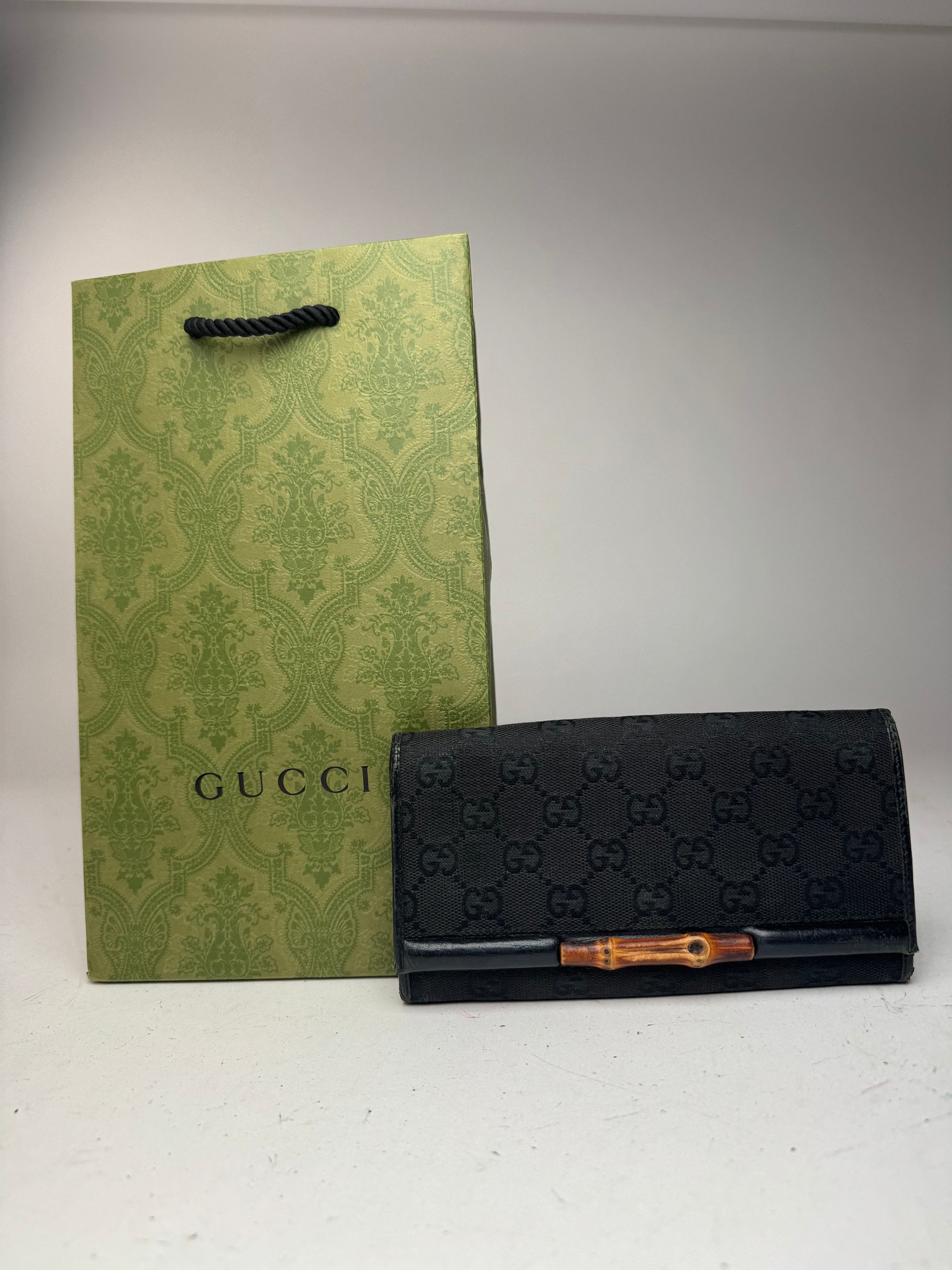 Gucci Vintage Bamboo monogram Wallet black Size ONE SIZE - 12 Thumbnail