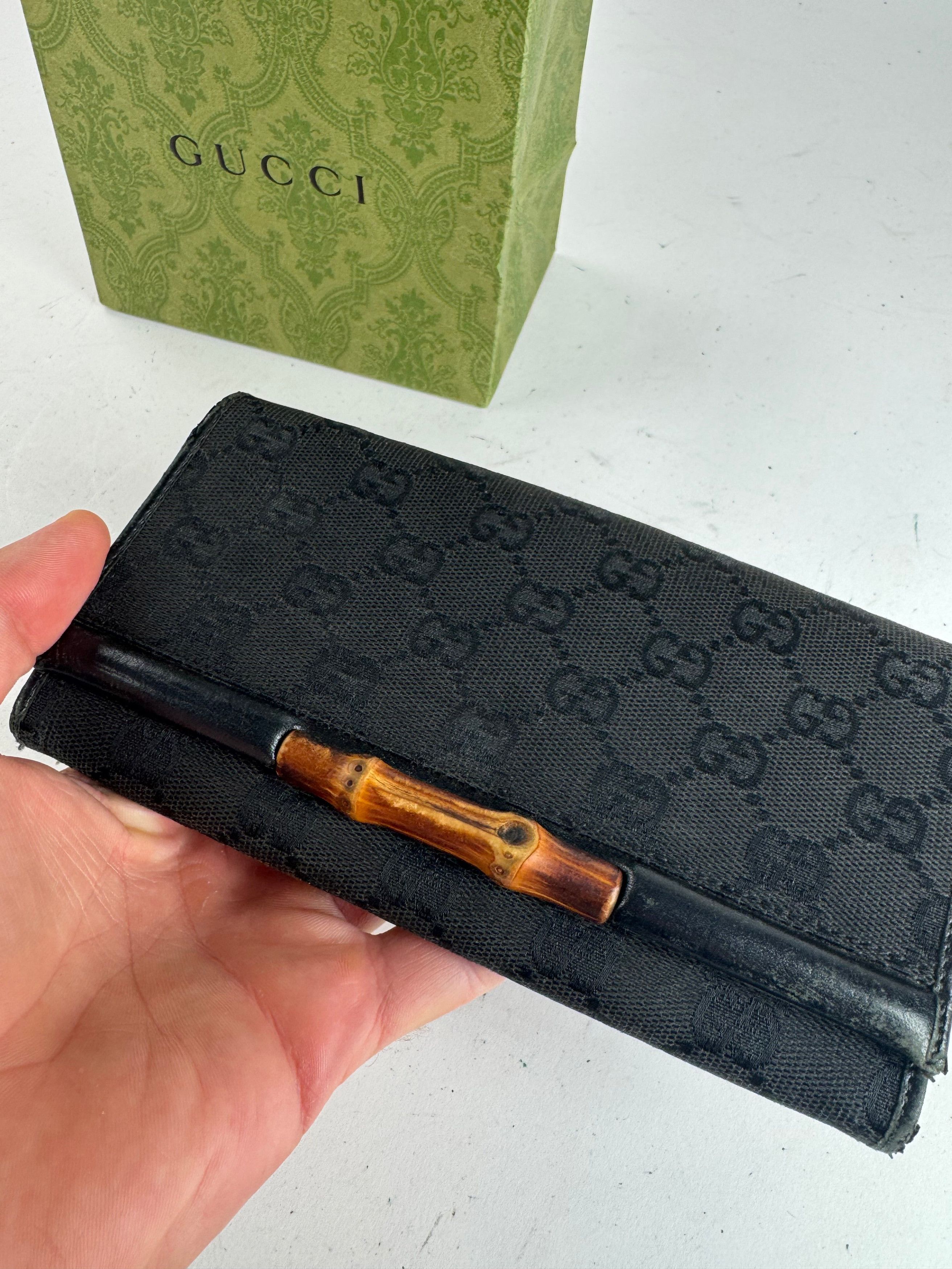 Gucci Vintage Bamboo monogram Wallet black Size ONE SIZE - 4 Thumbnail