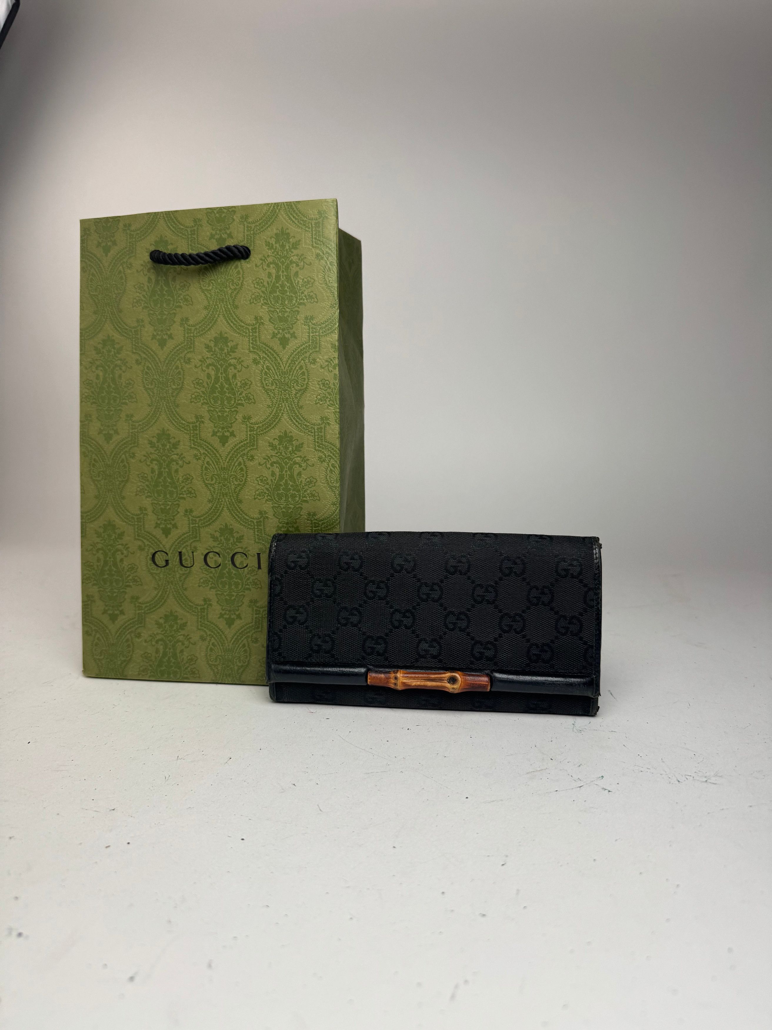 Gucci Vintage Bamboo monogram Wallet black Size ONE SIZE - 2 Thumbnail