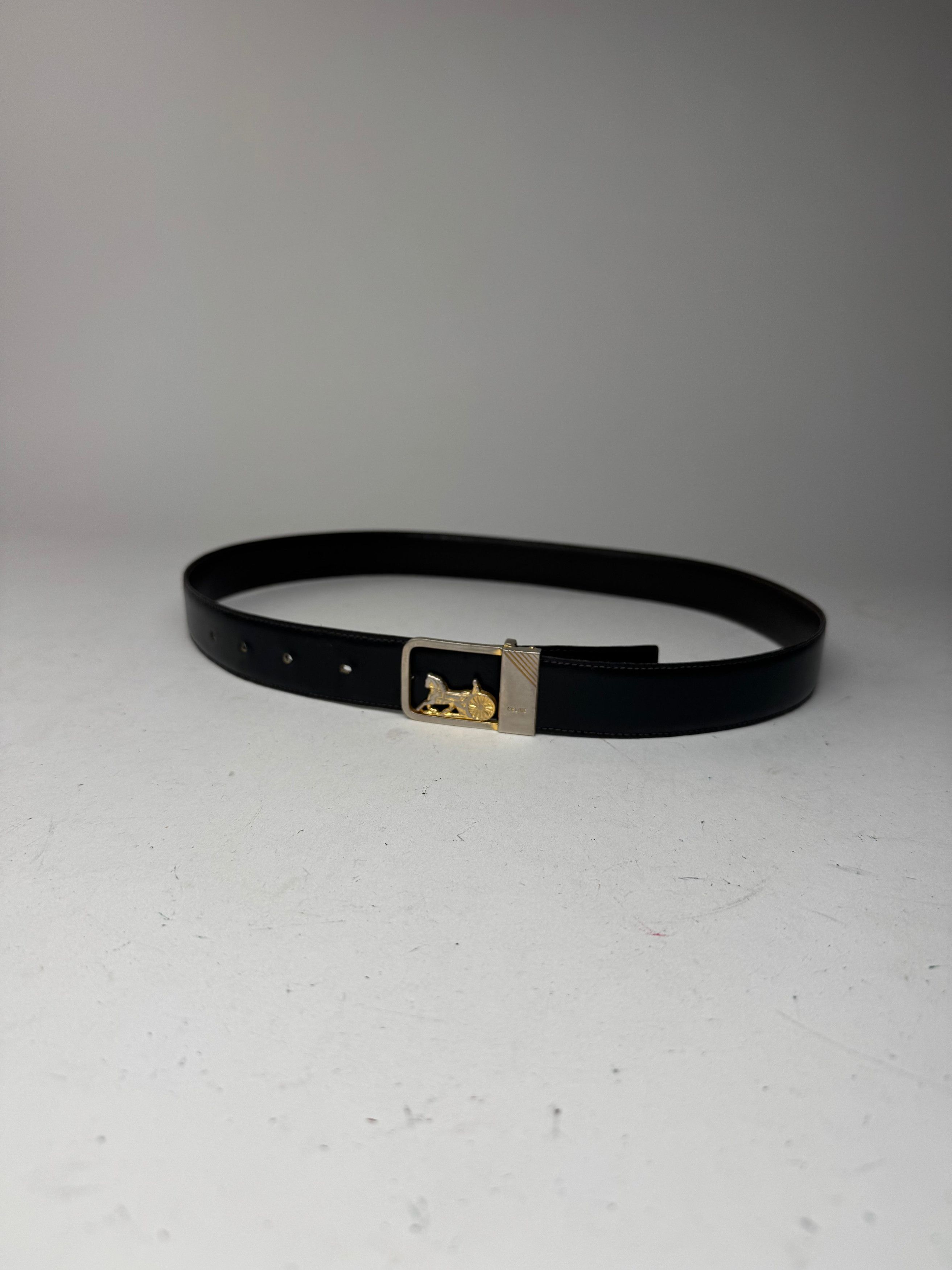 Celine Vintage Paris leather belt black Size ONE SIZE - 4 Thumbnail