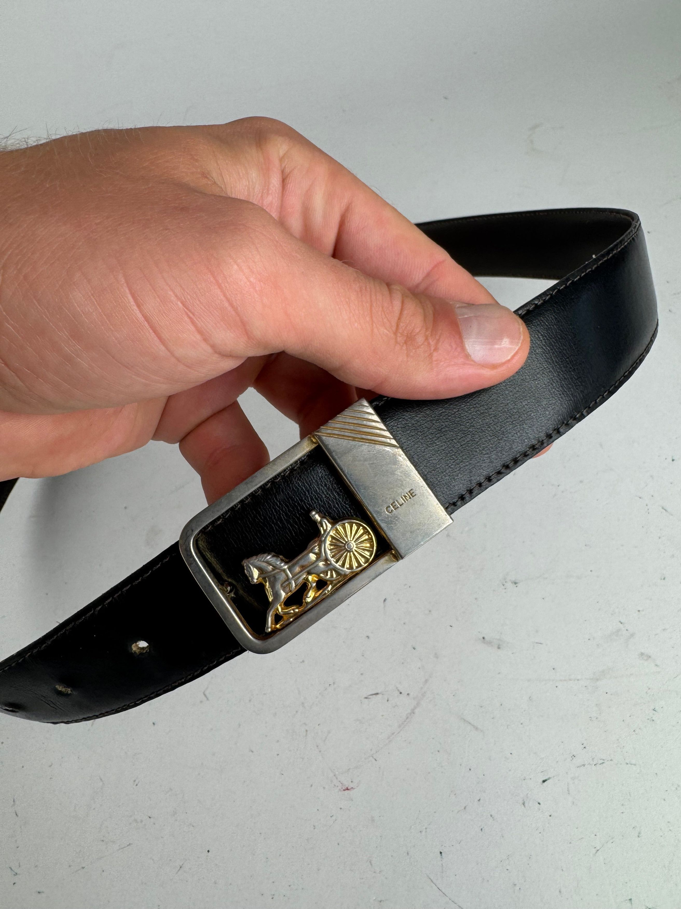 Celine Vintage Paris leather belt black Size ONE SIZE - 2 Thumbnail