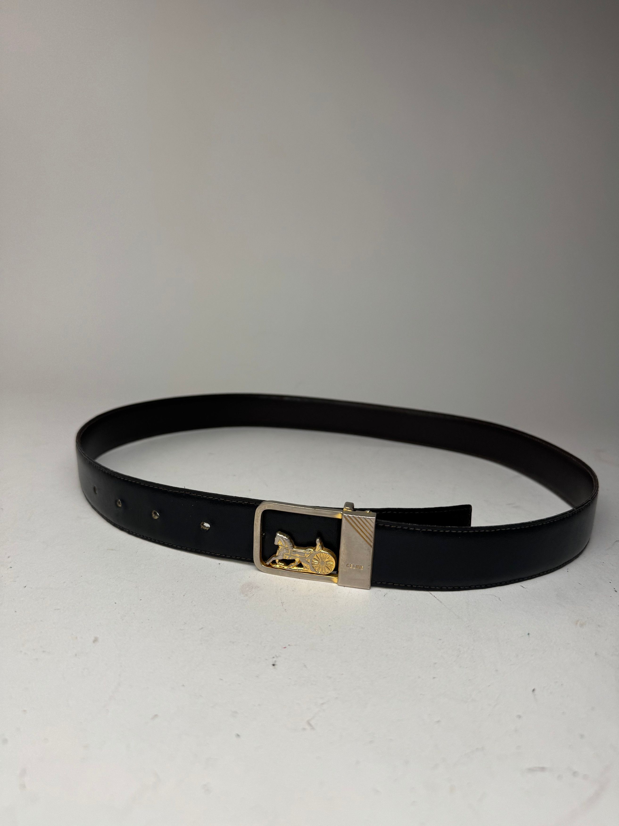 Celine Vintage Paris leather belt black Size ONE SIZE - 9 Thumbnail