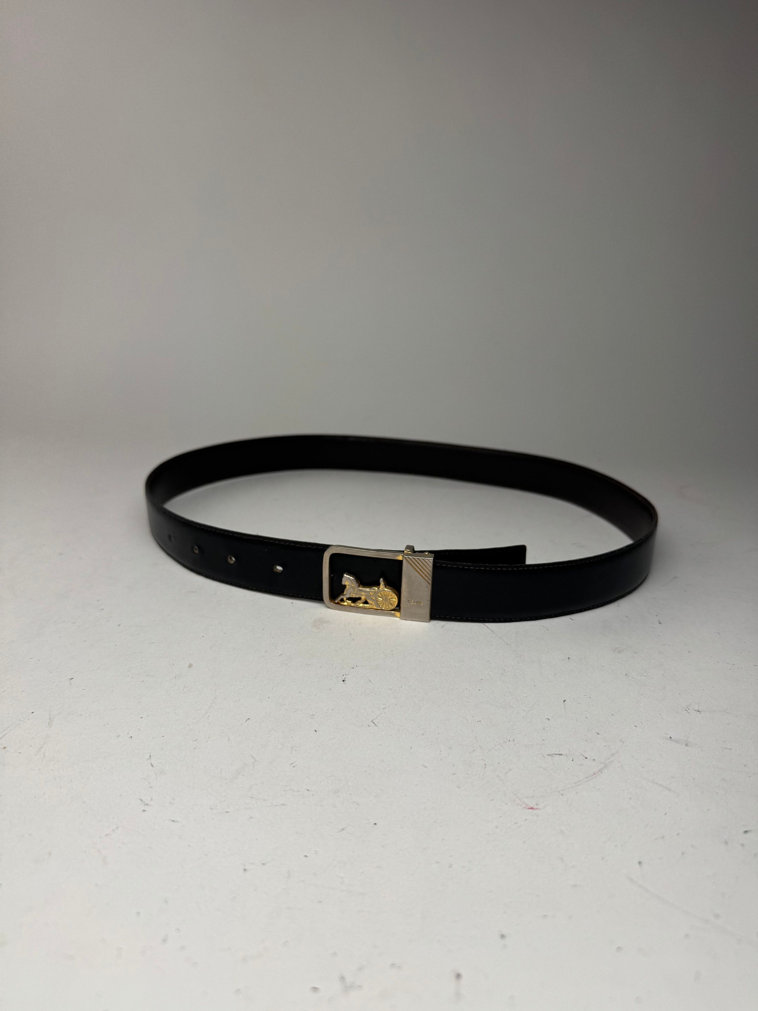 Celine Vintage Paris leather belt black Size ONE SIZE - 6 Thumbnail