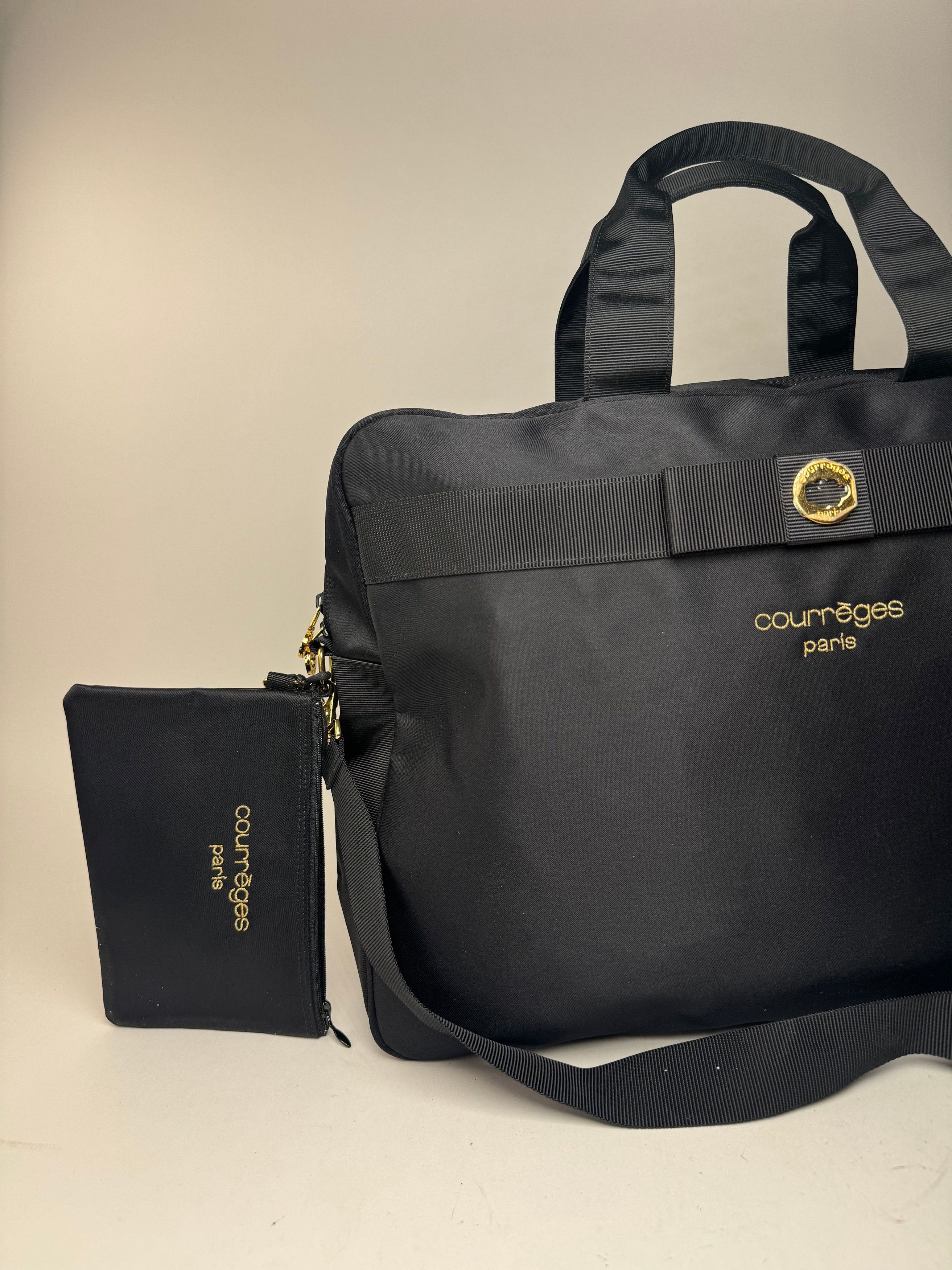 Courreges Vintage Paris 2Way Cotton Duffel bag black Size ONE SIZE - 5 Thumbnail