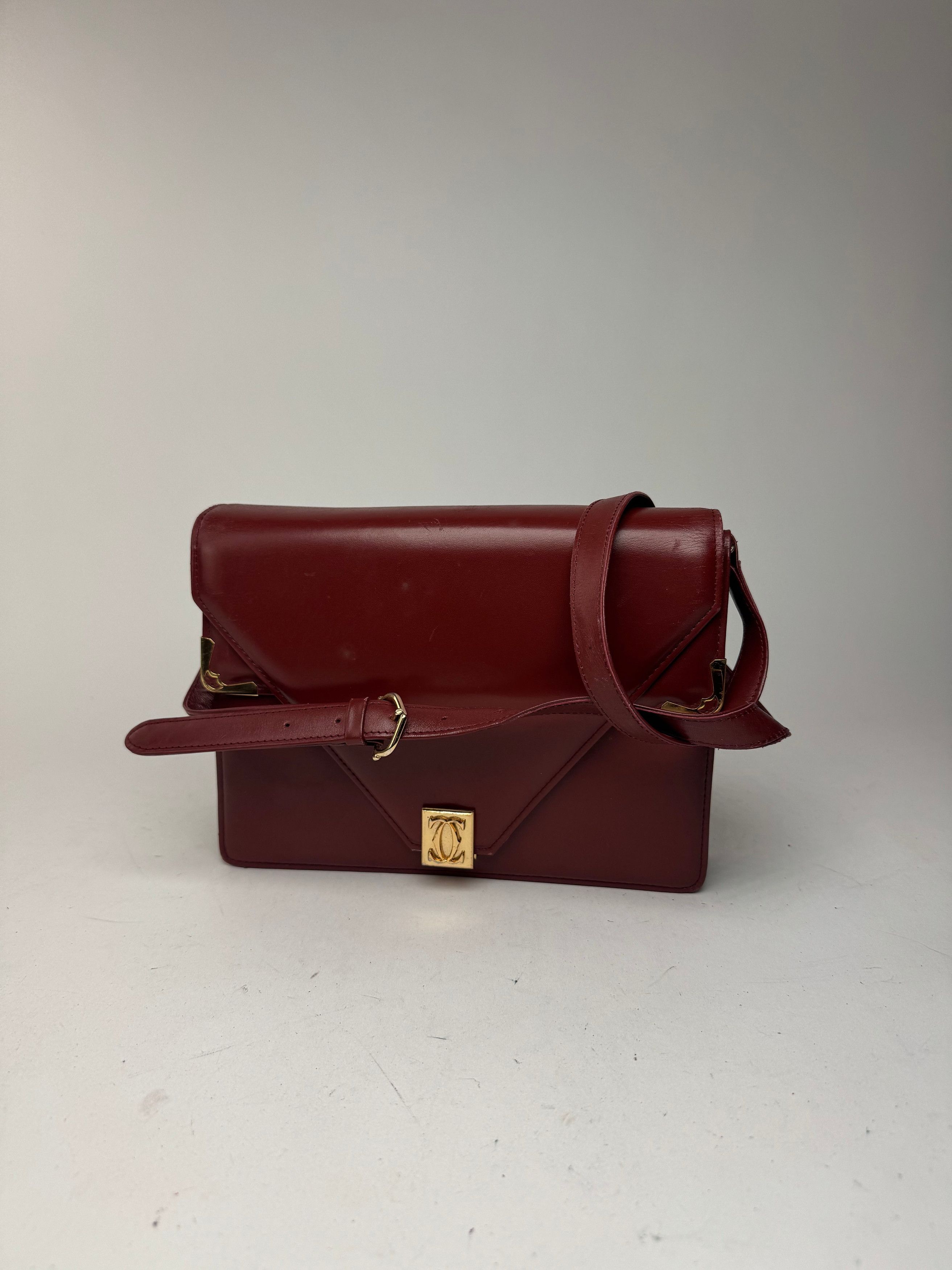 Cartier Vintage Crossbody Leather Bag Burgundy Size ONE SIZE - 14 Thumbnail