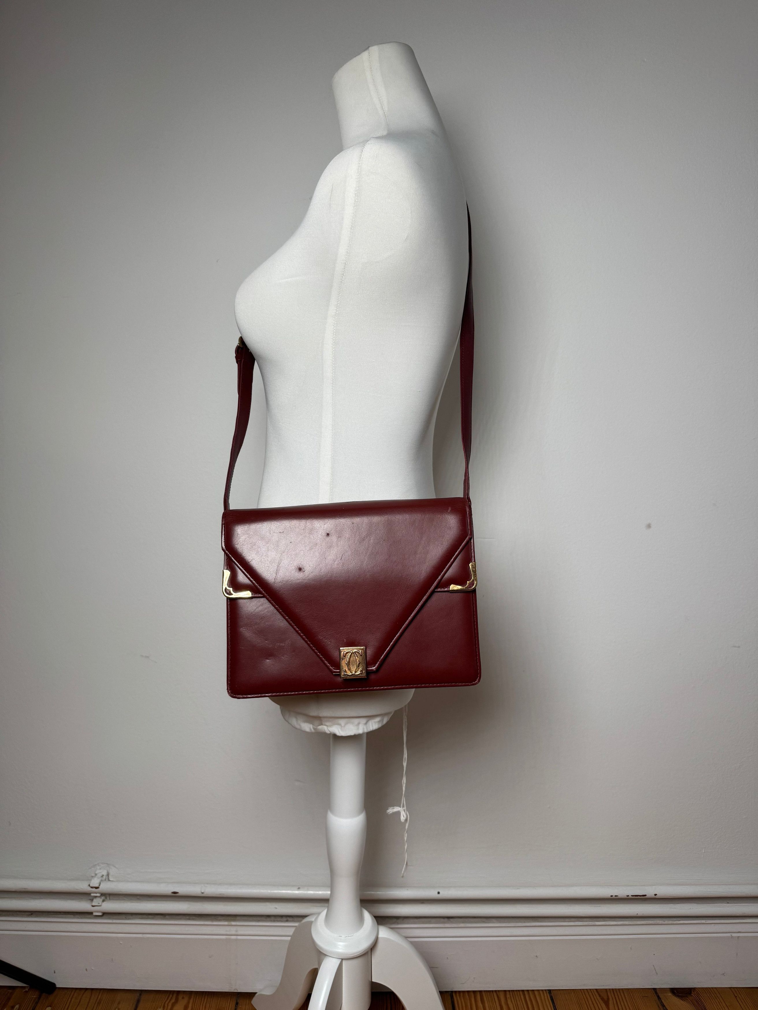 Cartier Vintage Crossbody Leather Bag Burgundy Size ONE SIZE - 12 Thumbnail