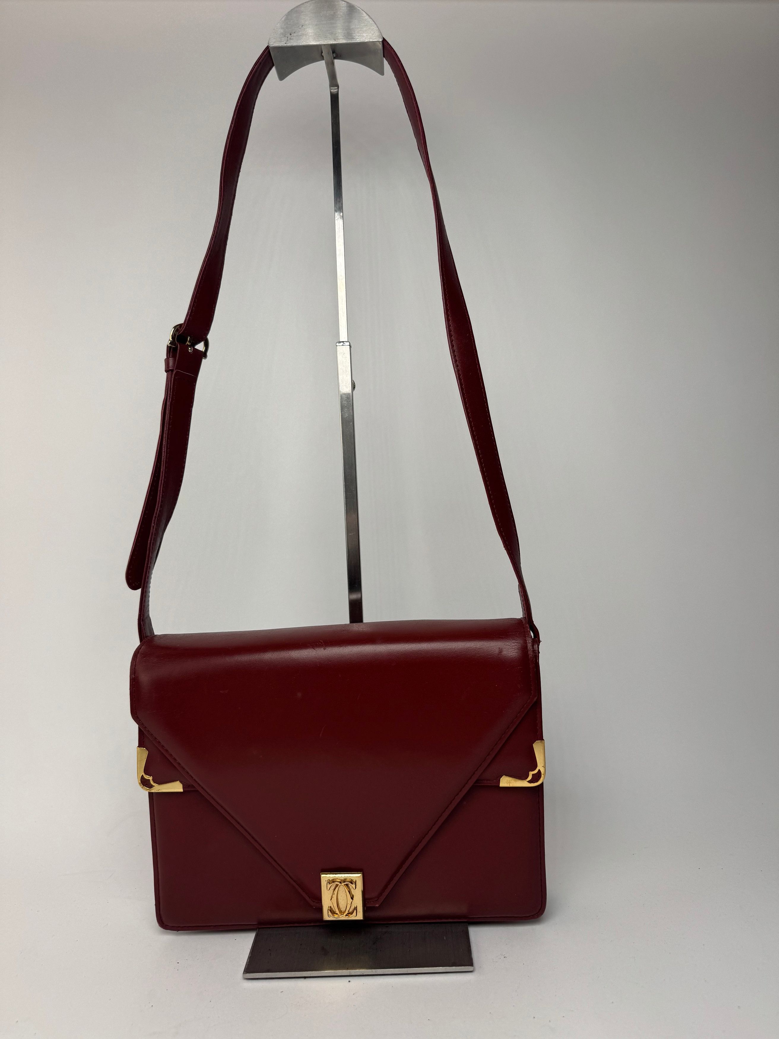 Cartier Vintage Crossbody Leather Bag Burgundy Size ONE SIZE - 2 Thumbnail