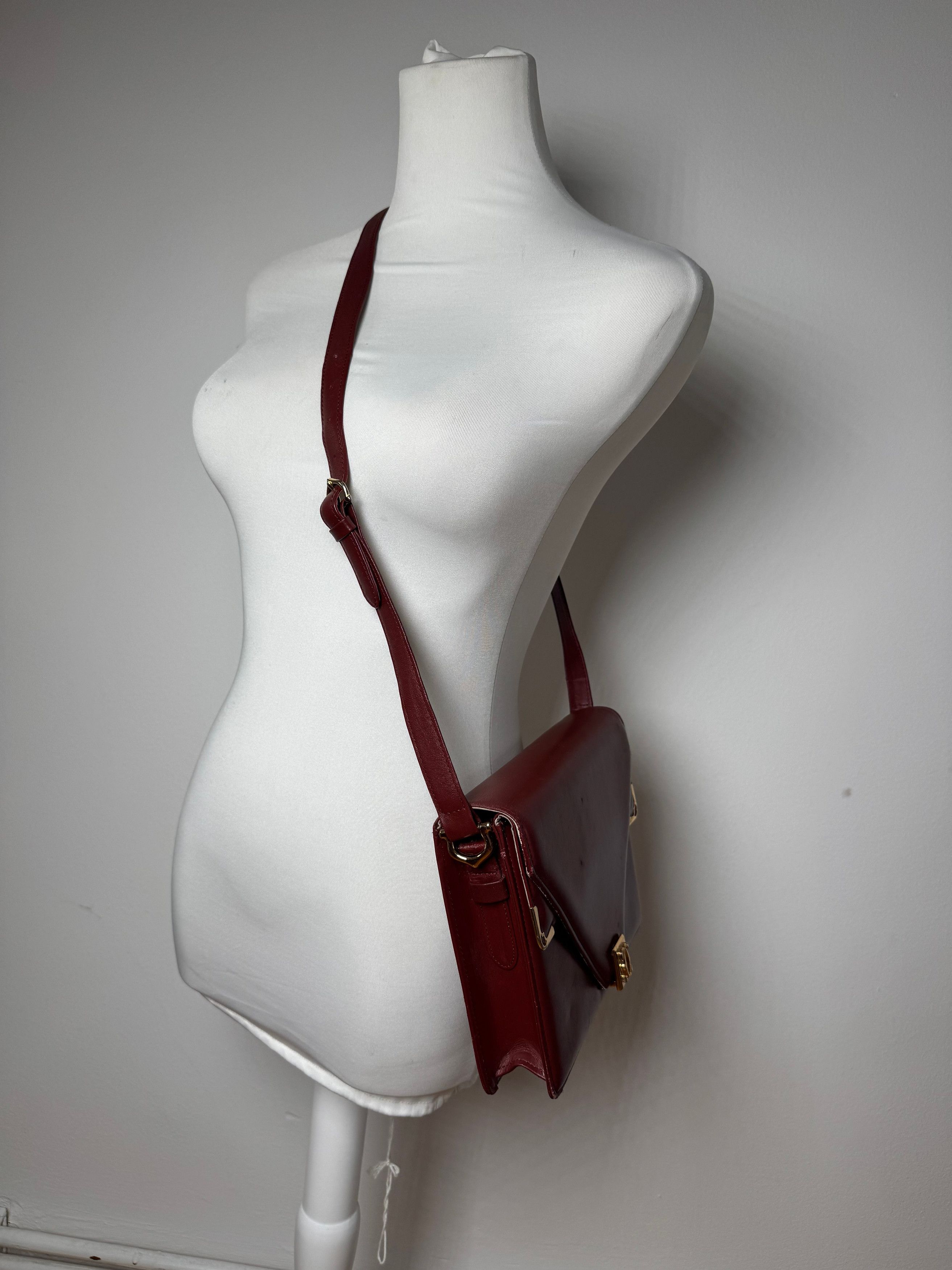 Cartier Vintage Crossbody Leather Bag Burgundy Size ONE SIZE - 13 Thumbnail