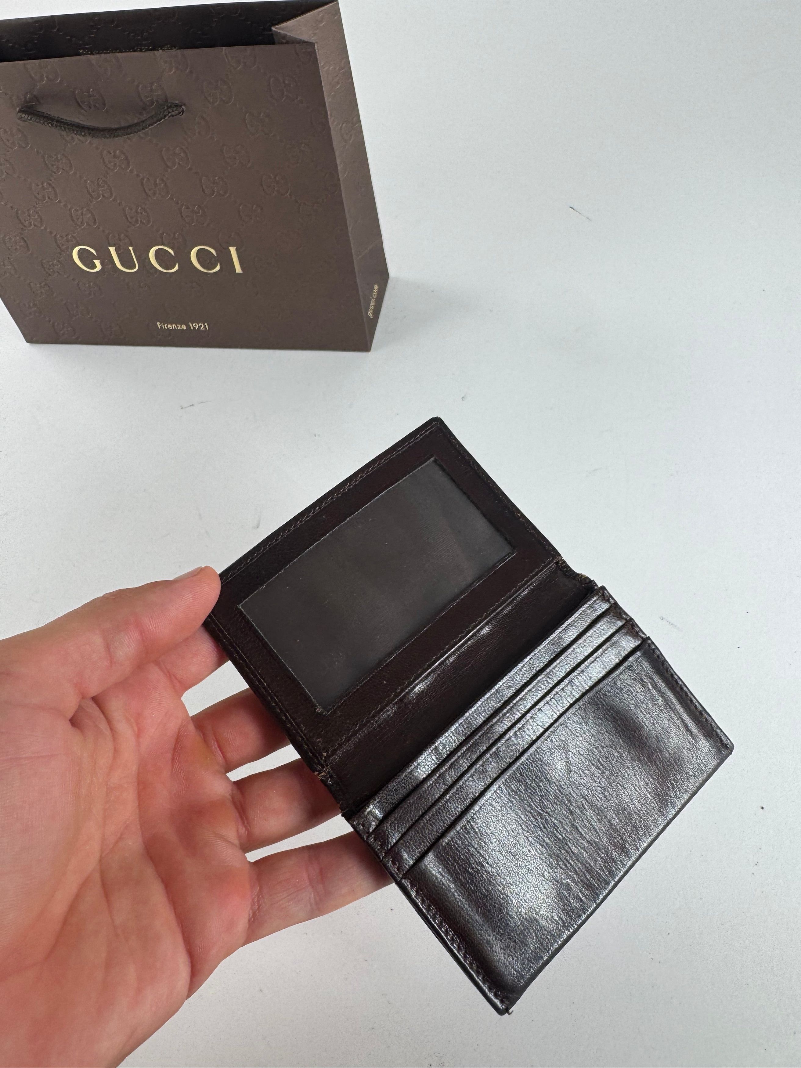 Gucci Vintage Leather Card Holder Brown Size ONE SIZE - 6 Thumbnail