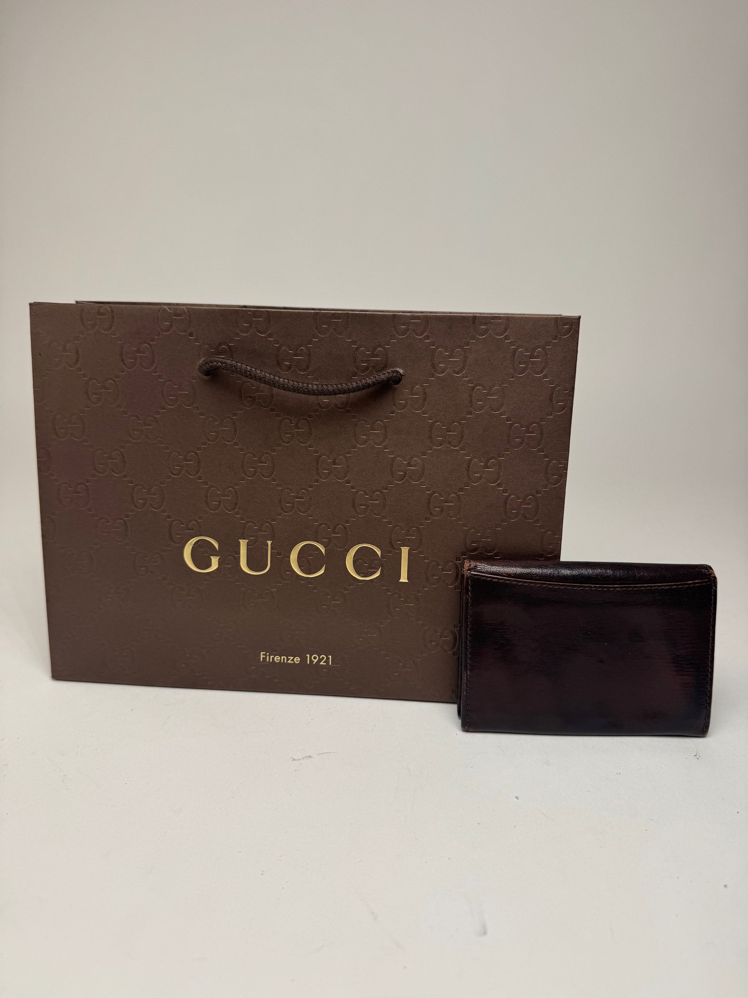Gucci Vintage Leather Card Holder Brown Size ONE SIZE - 2 Thumbnail