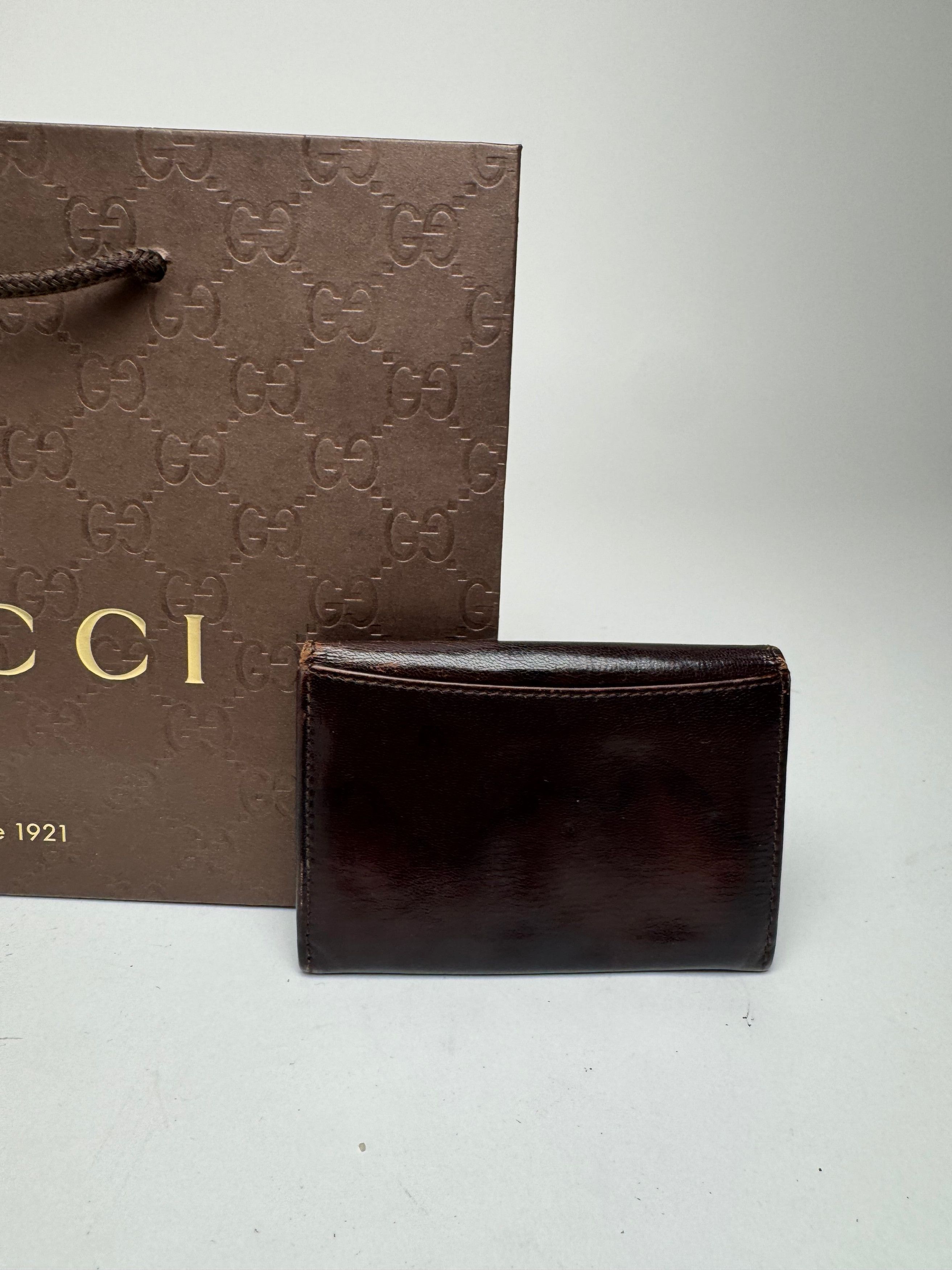 Gucci Vintage Leather Card Holder Brown Size ONE SIZE - 4 Thumbnail