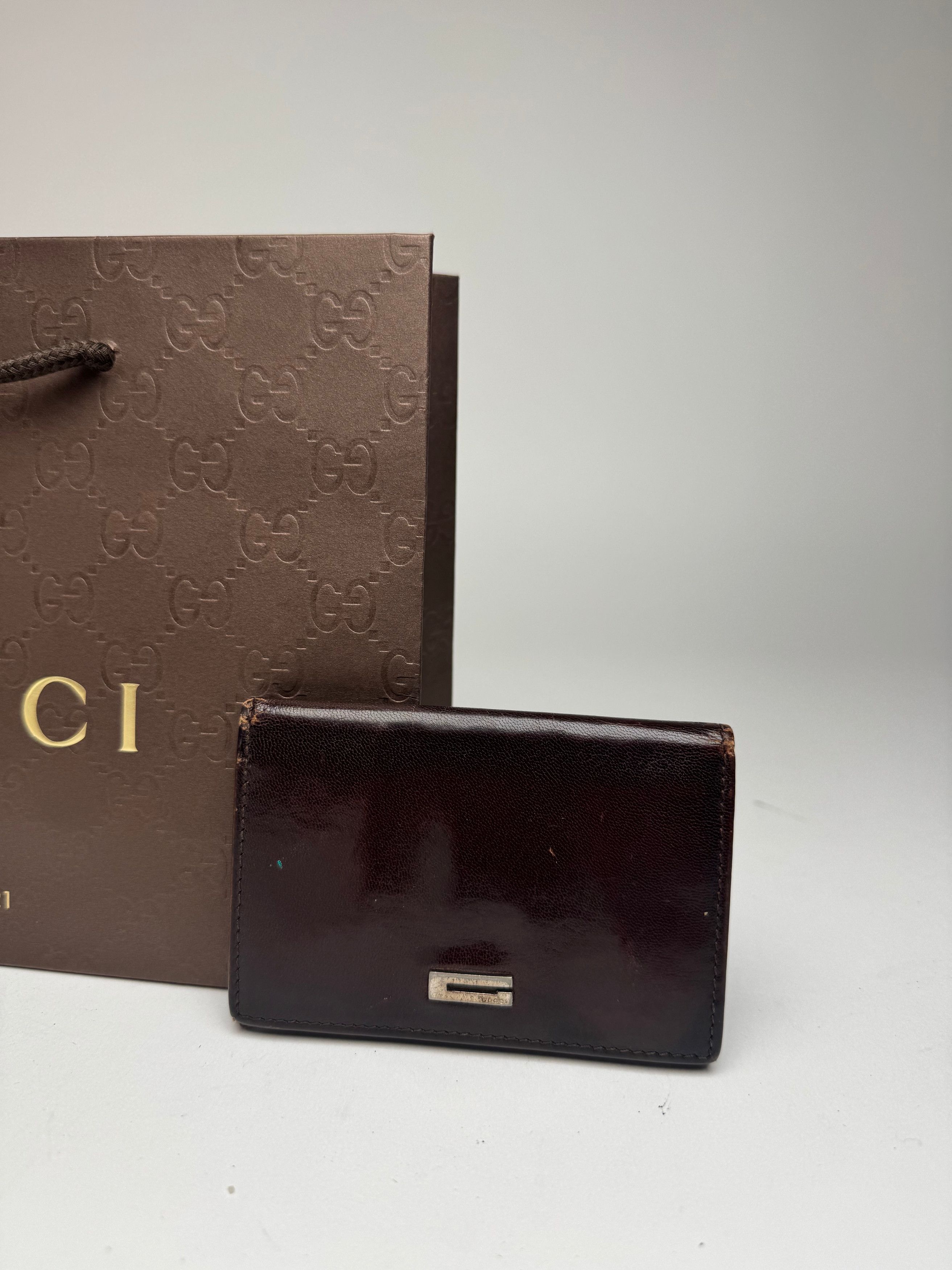 Gucci Vintage Leather Card Holder Brown Size ONE SIZE - 3 Thumbnail