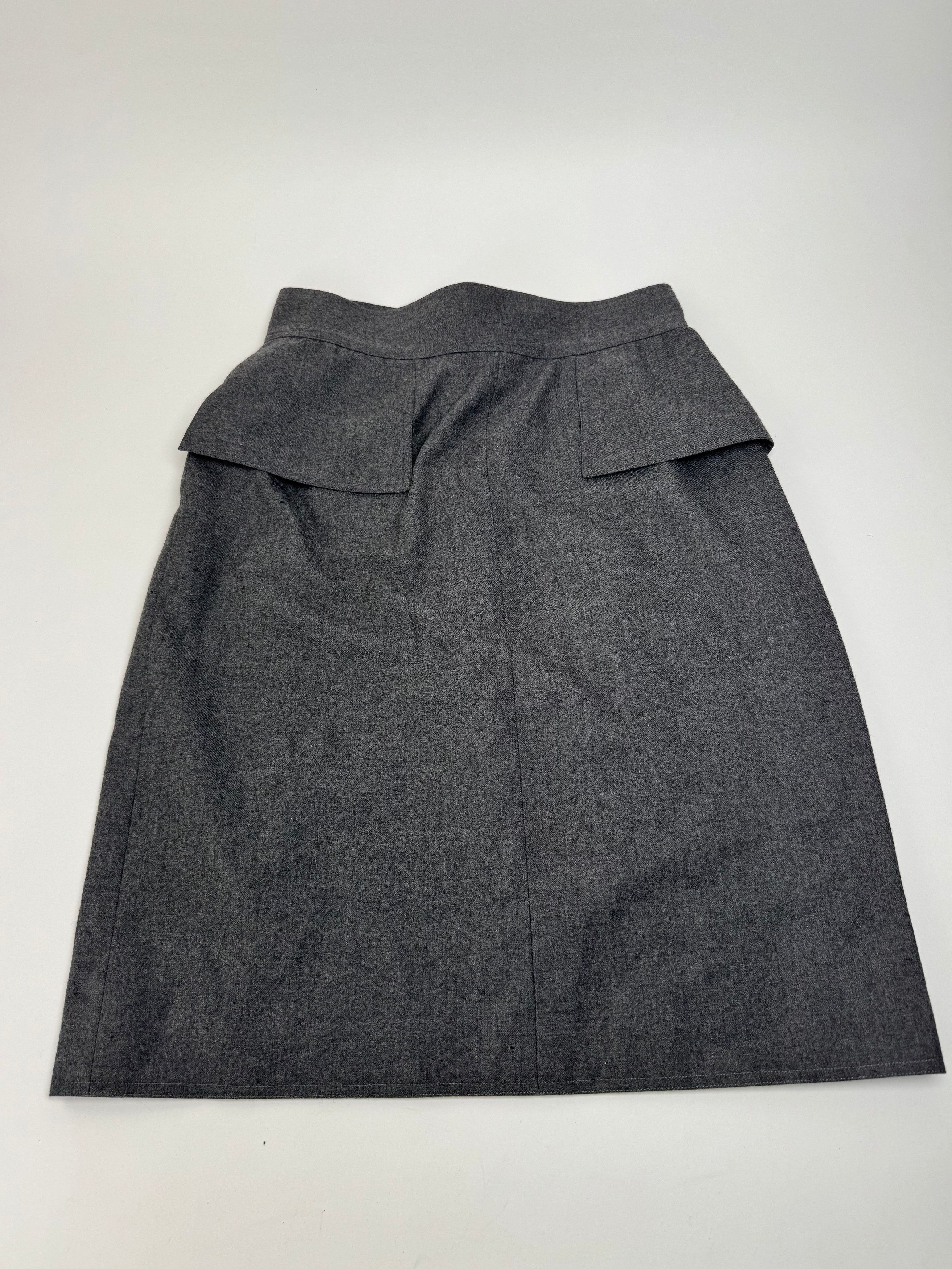 Chanel Vintage Wool Skirt Grey 36/S Size 27" / US 4 / IT 40 - 4 Thumbnail